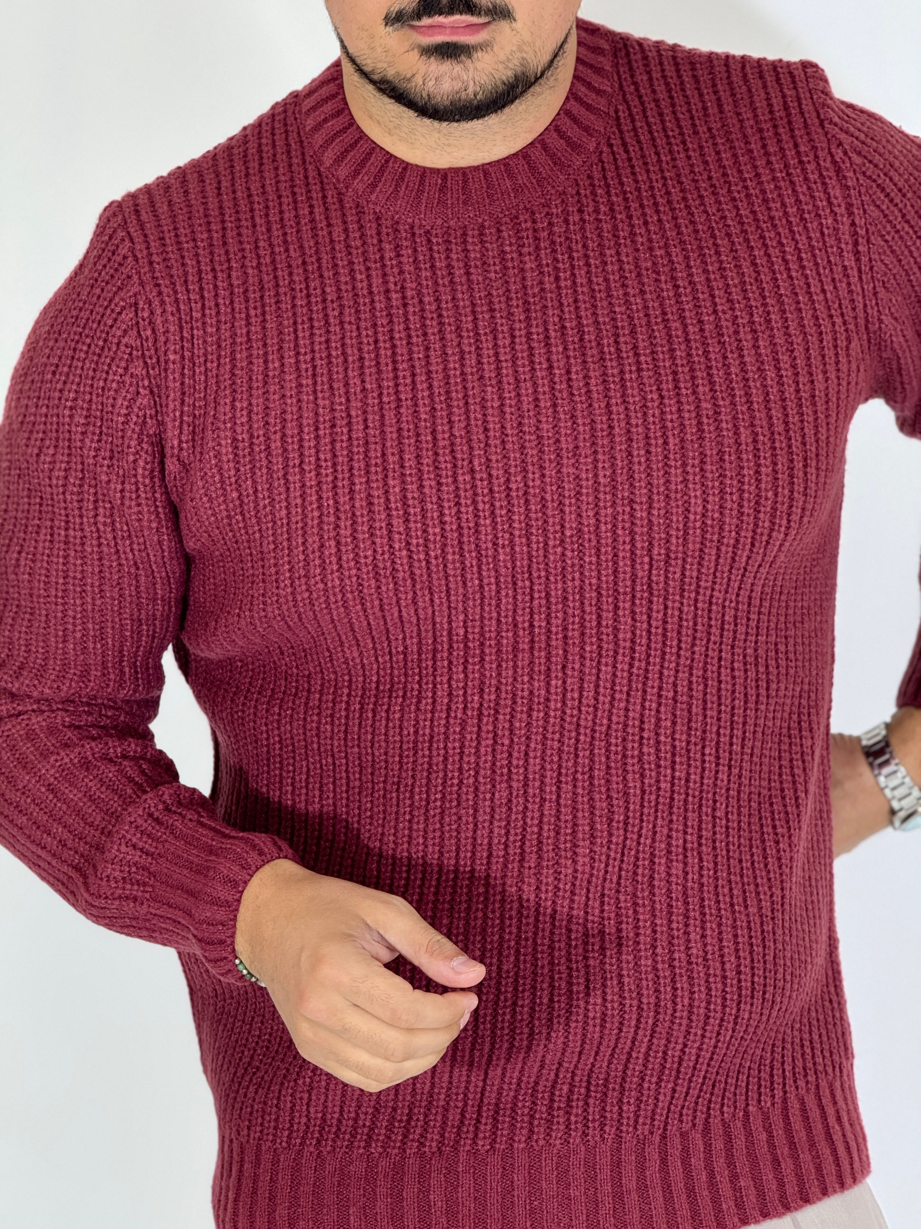 Maglione a costine wine red NWS2206-9