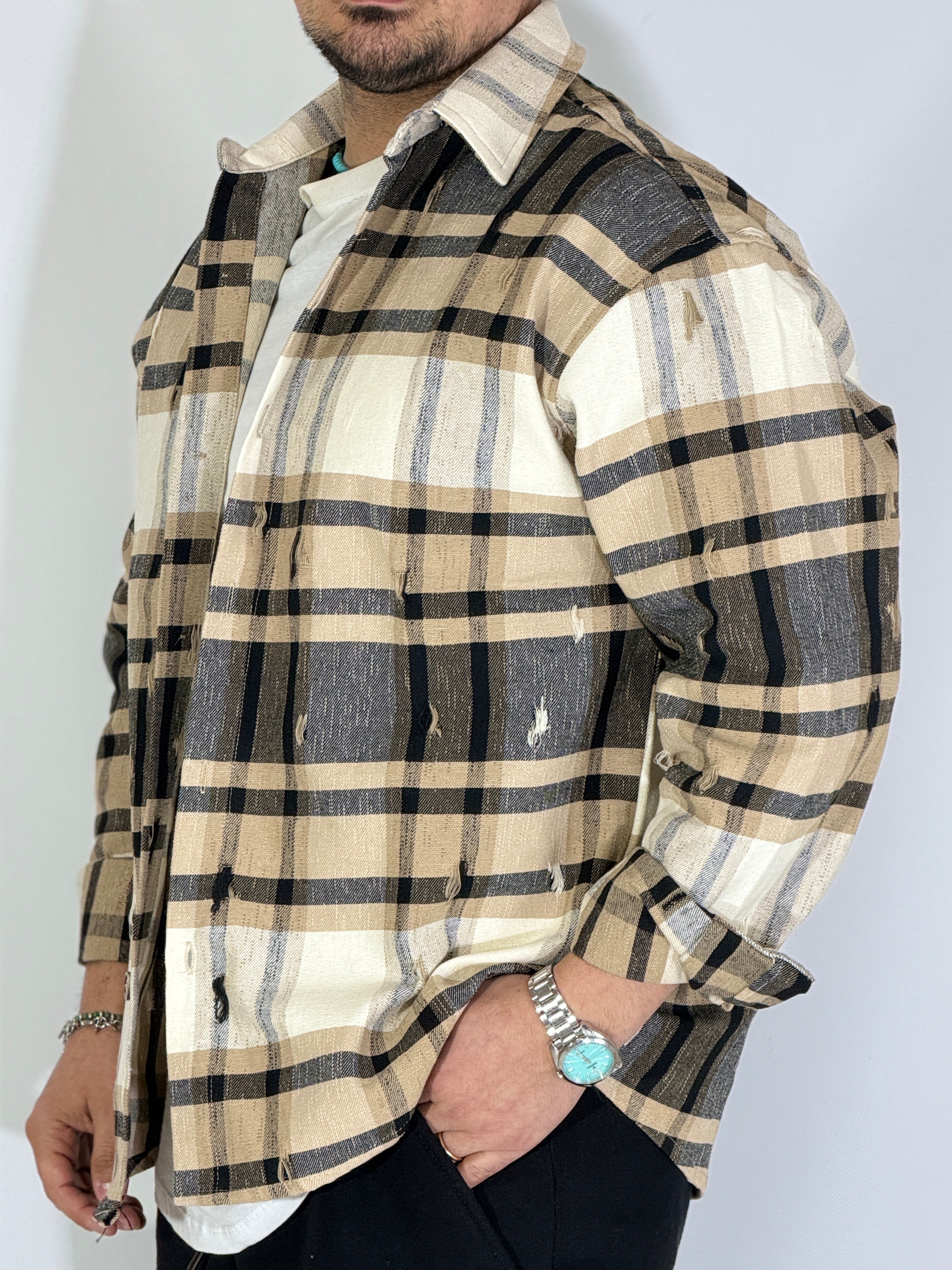 Giacca quadri beige CAM7804