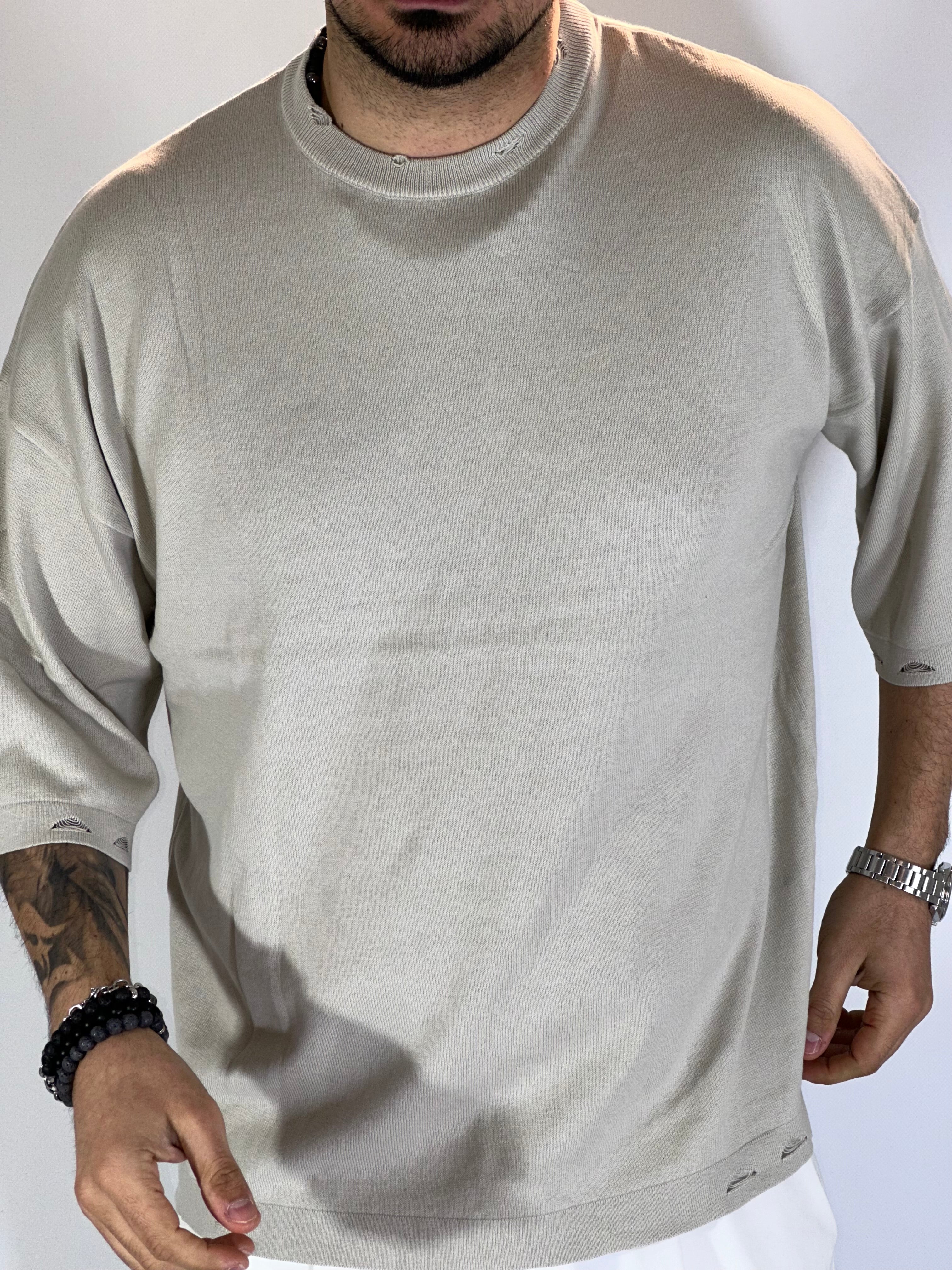 T-shirt over sfrangiata grigio pietra W86009