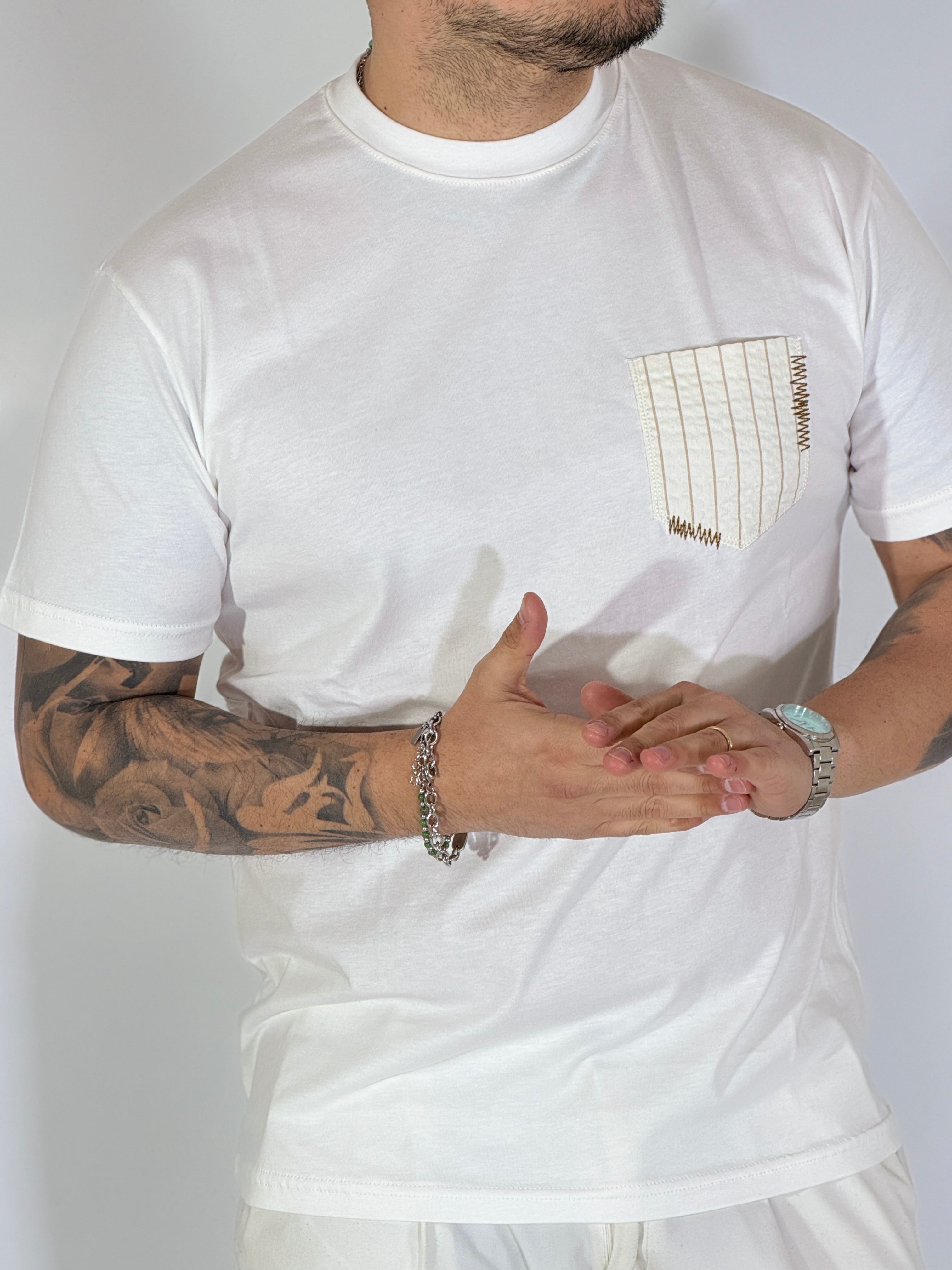 T-shirt con taschino panna BRERA