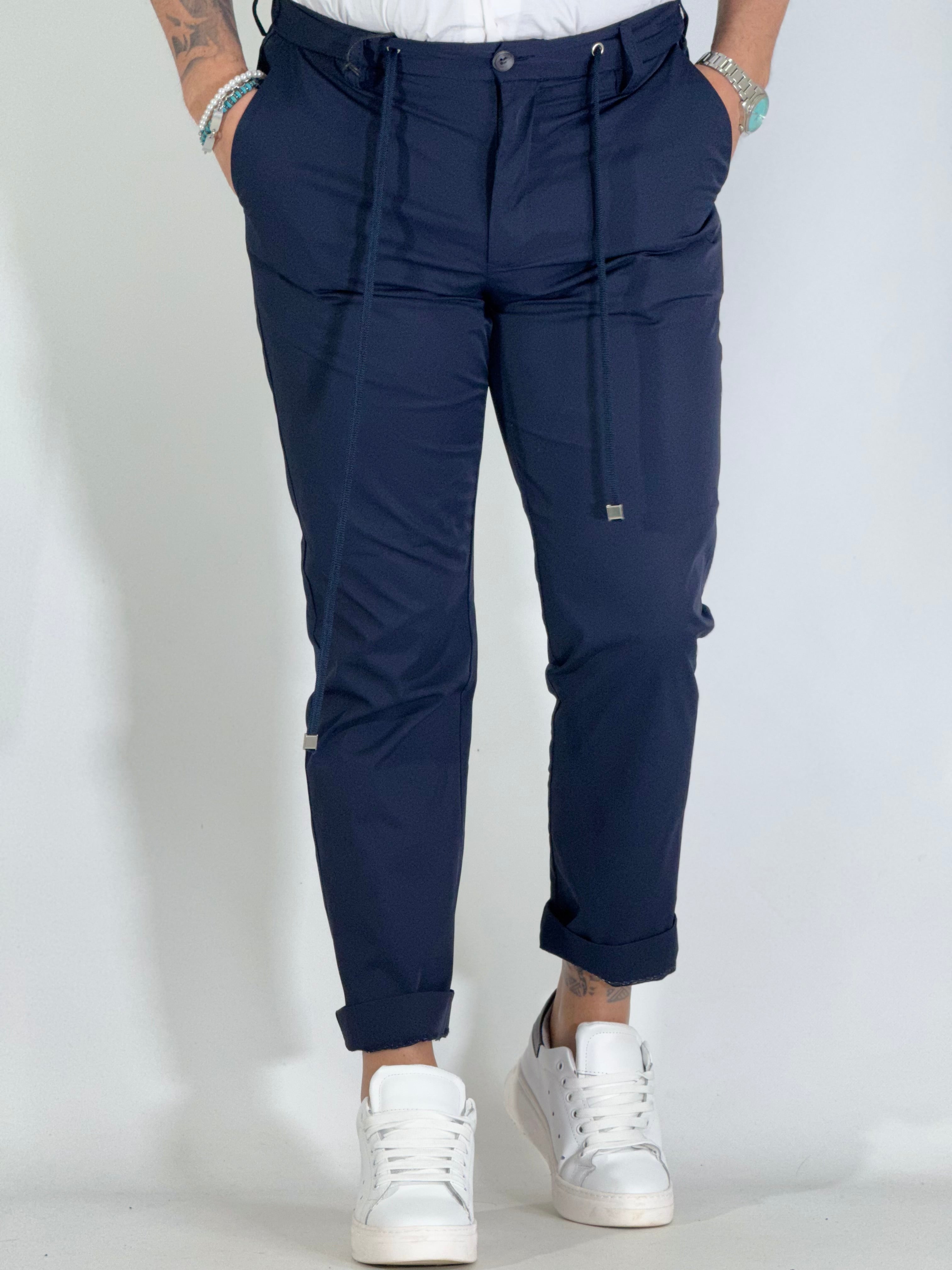 Pantalone Slim tecnico con coulisse PIGMENTO blu PG11