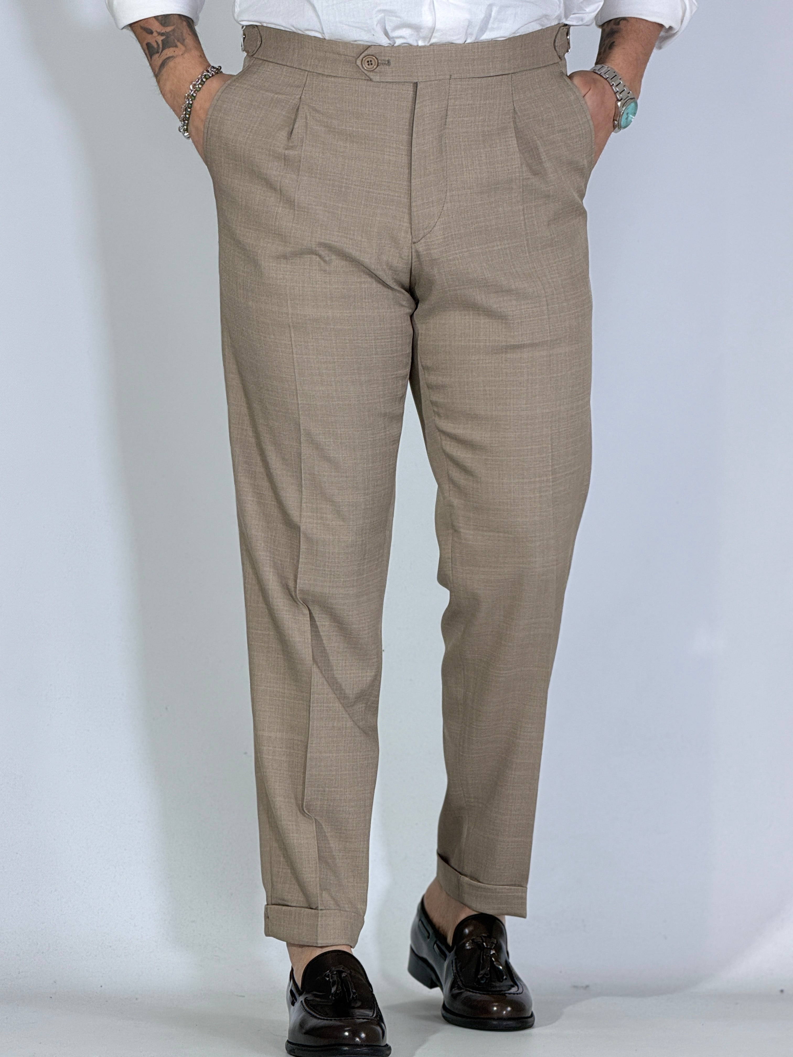 Pantalone con fibbie Migliaccio beige Spencer