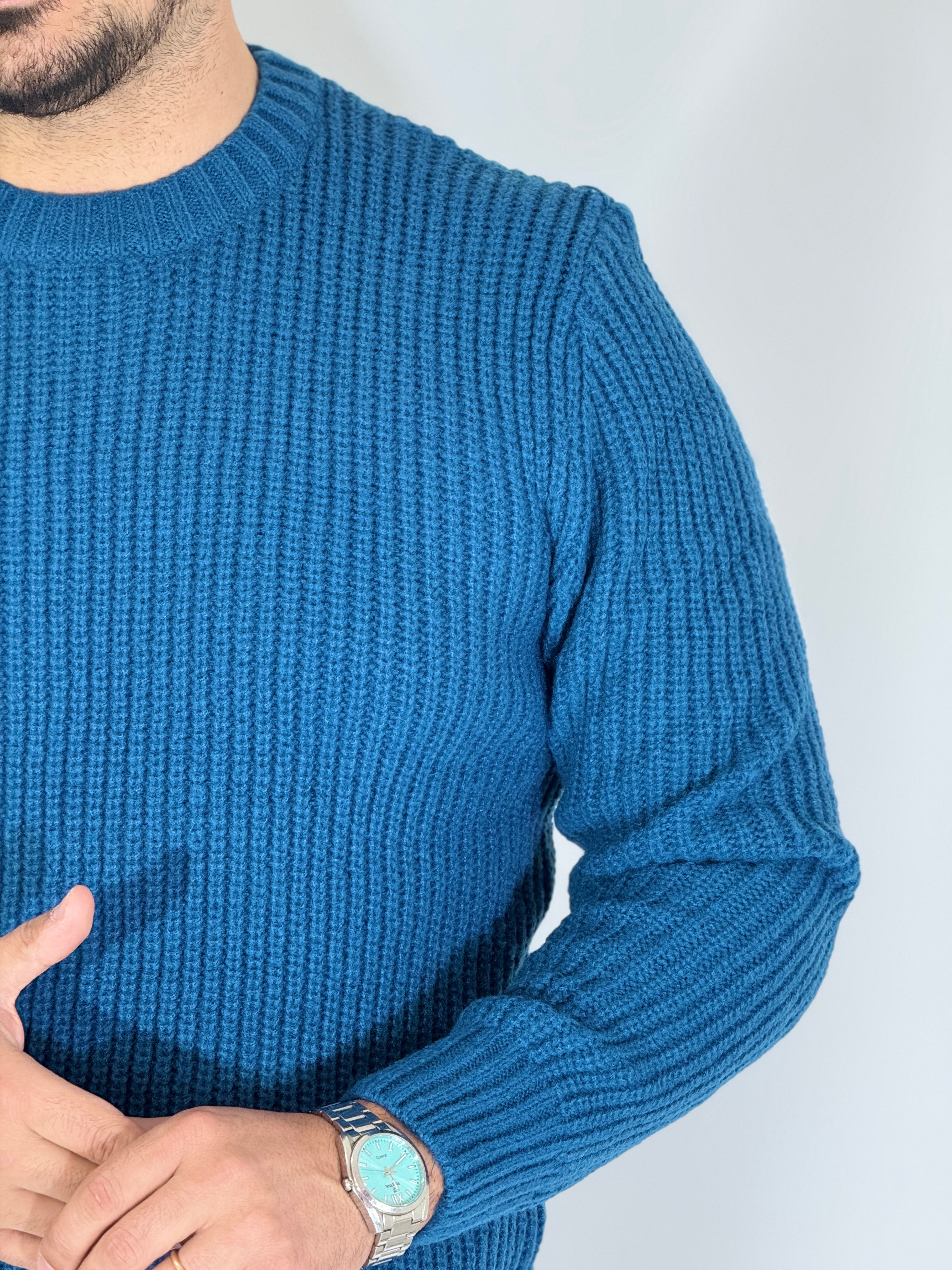 Maglione a costine acid blue NWS2206-9