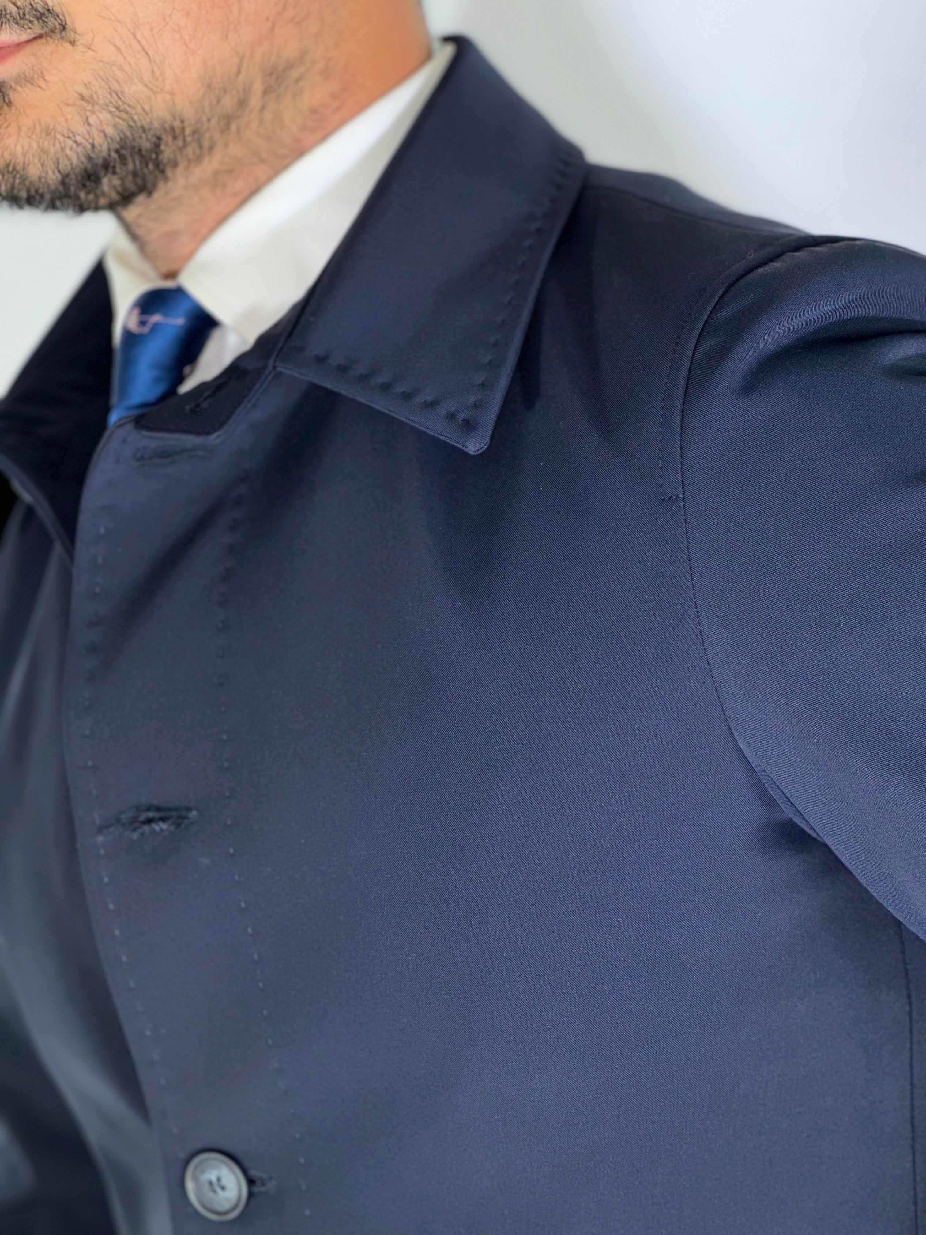 Trench spalmato imbottito blu BERLINO MARCO NILS