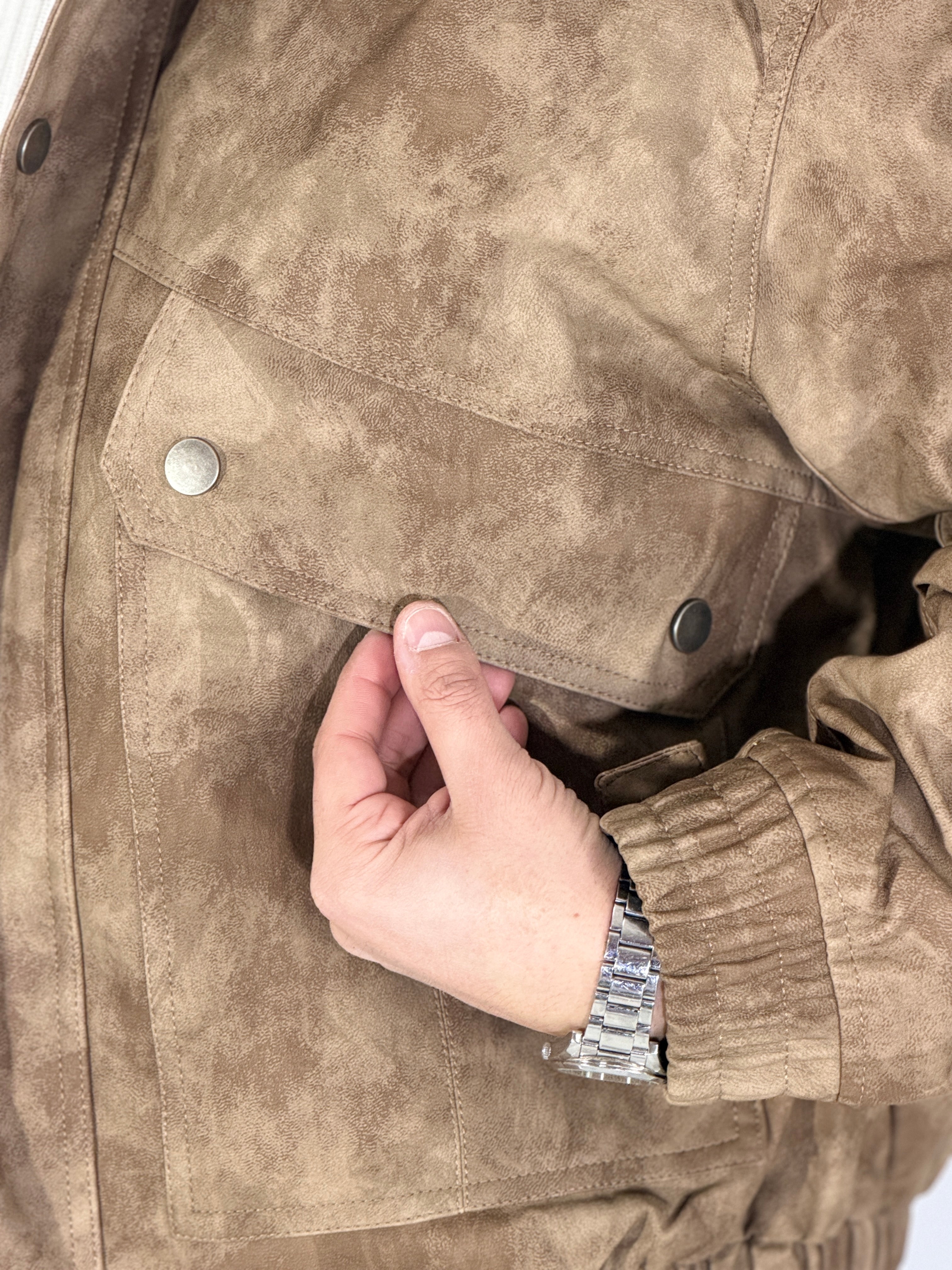 Giubbino eco-pelle marrone XH8923