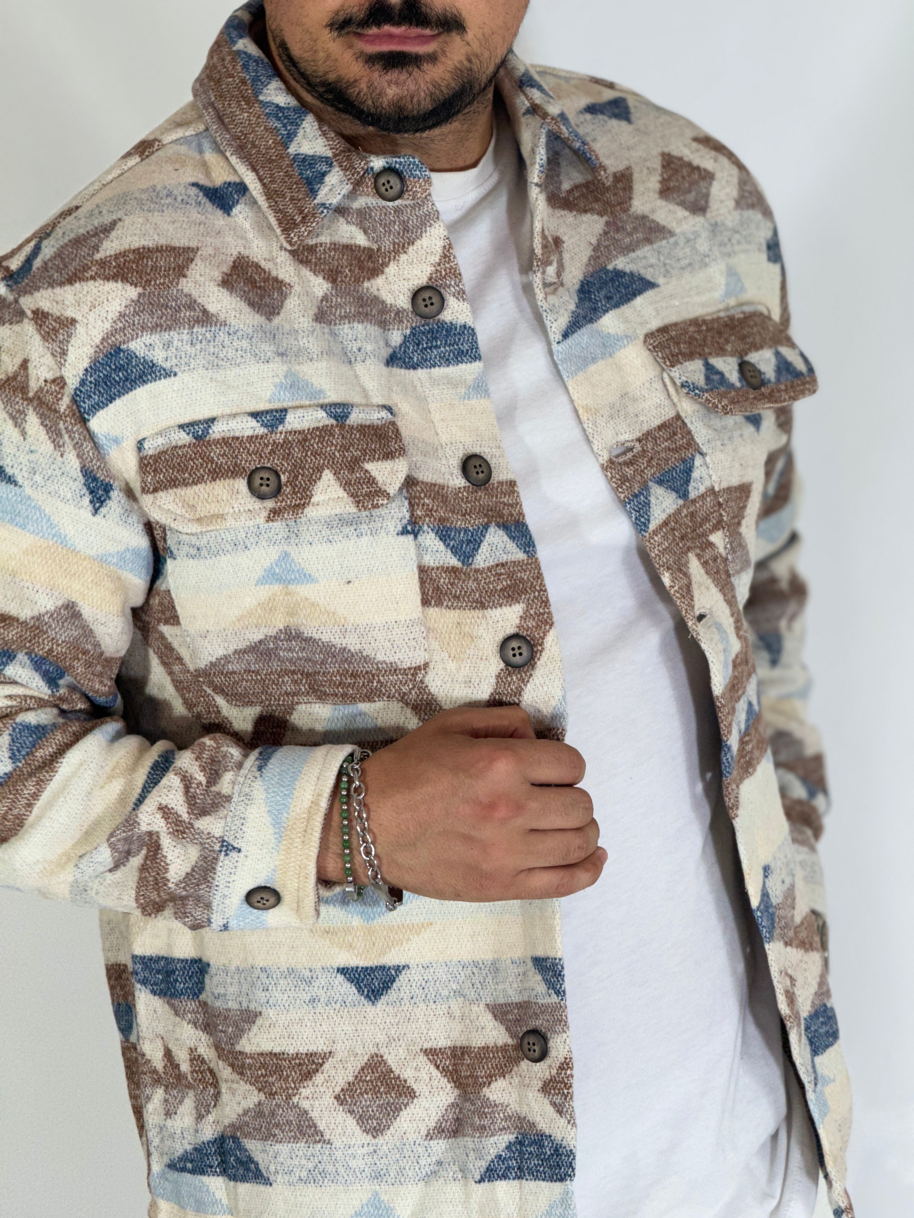 Giacca in pile azteca shallow camel GA7713
