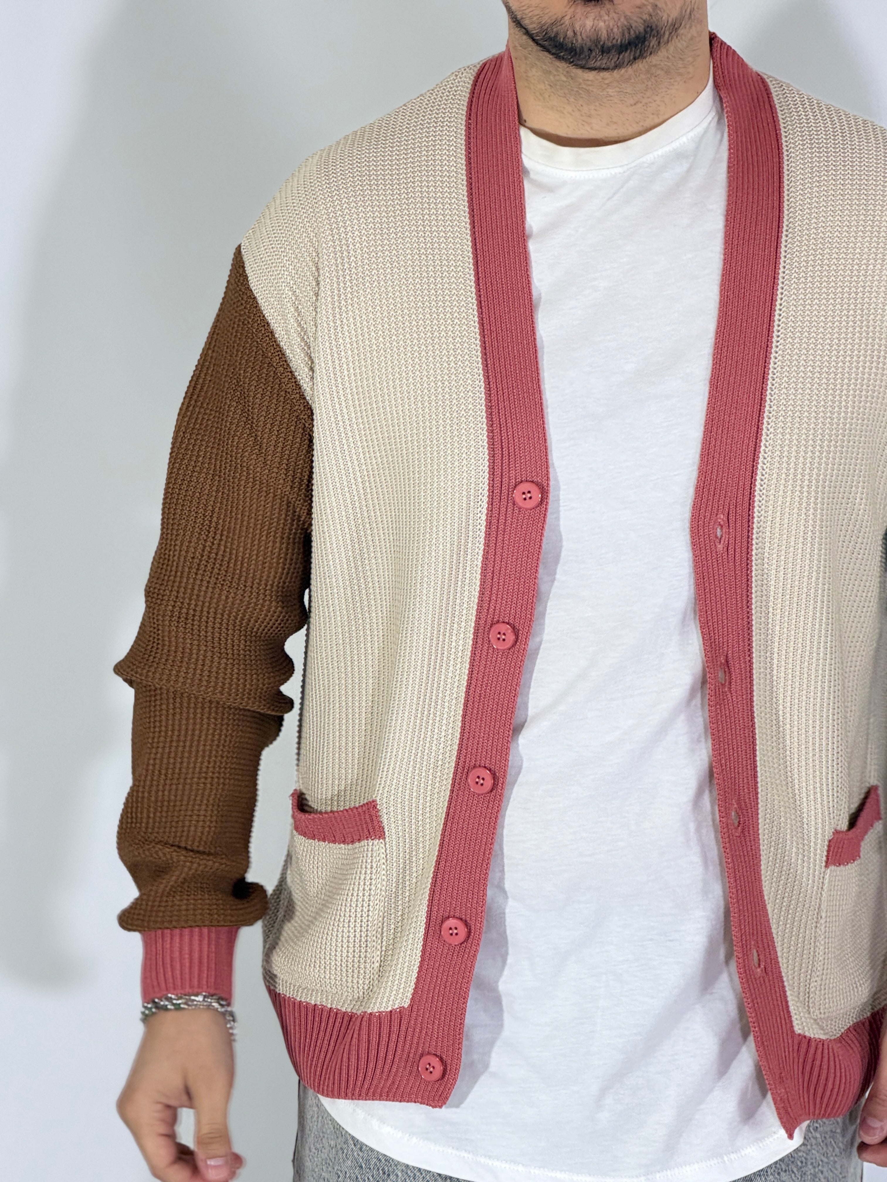 Dale · Cardigan tricolor avorio