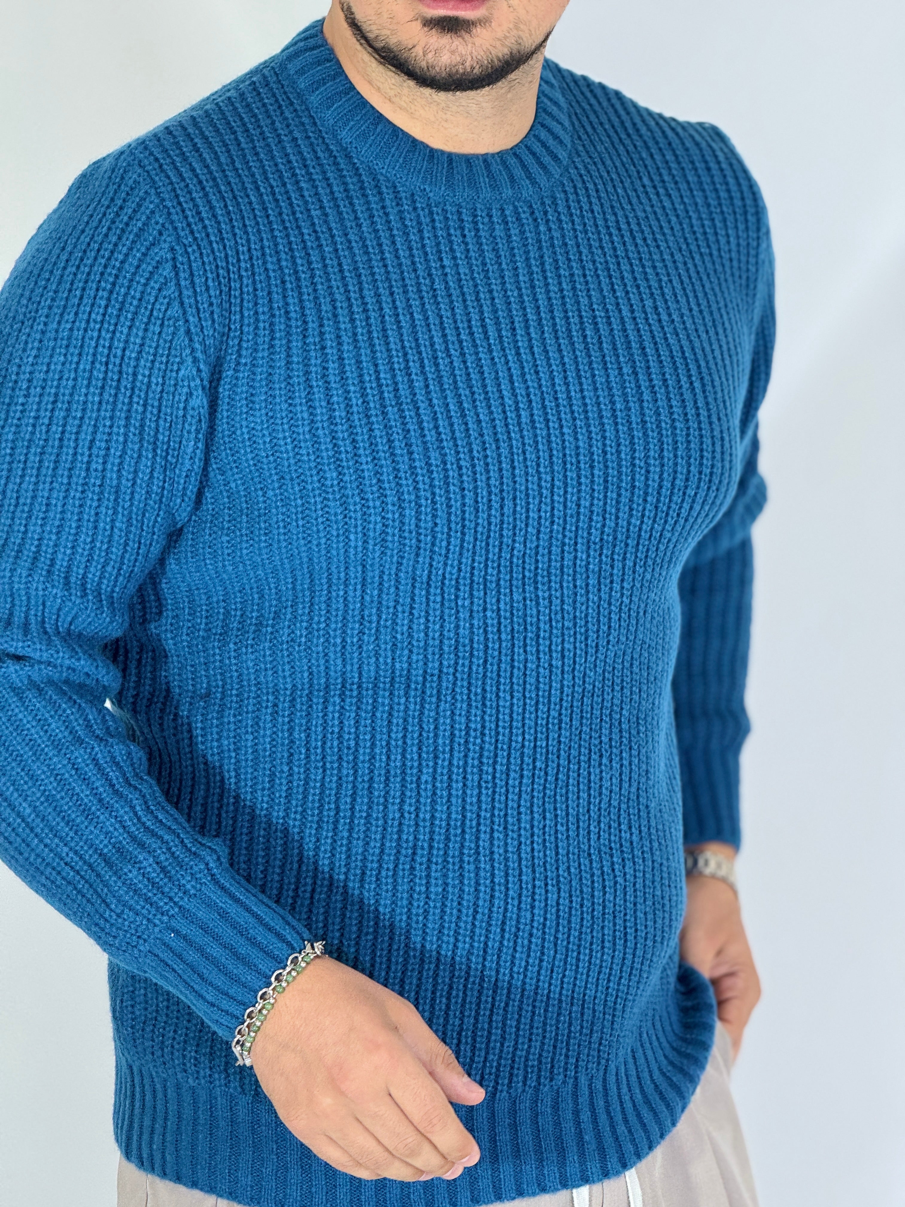 Maglione a costine acid blue NWS2206-9