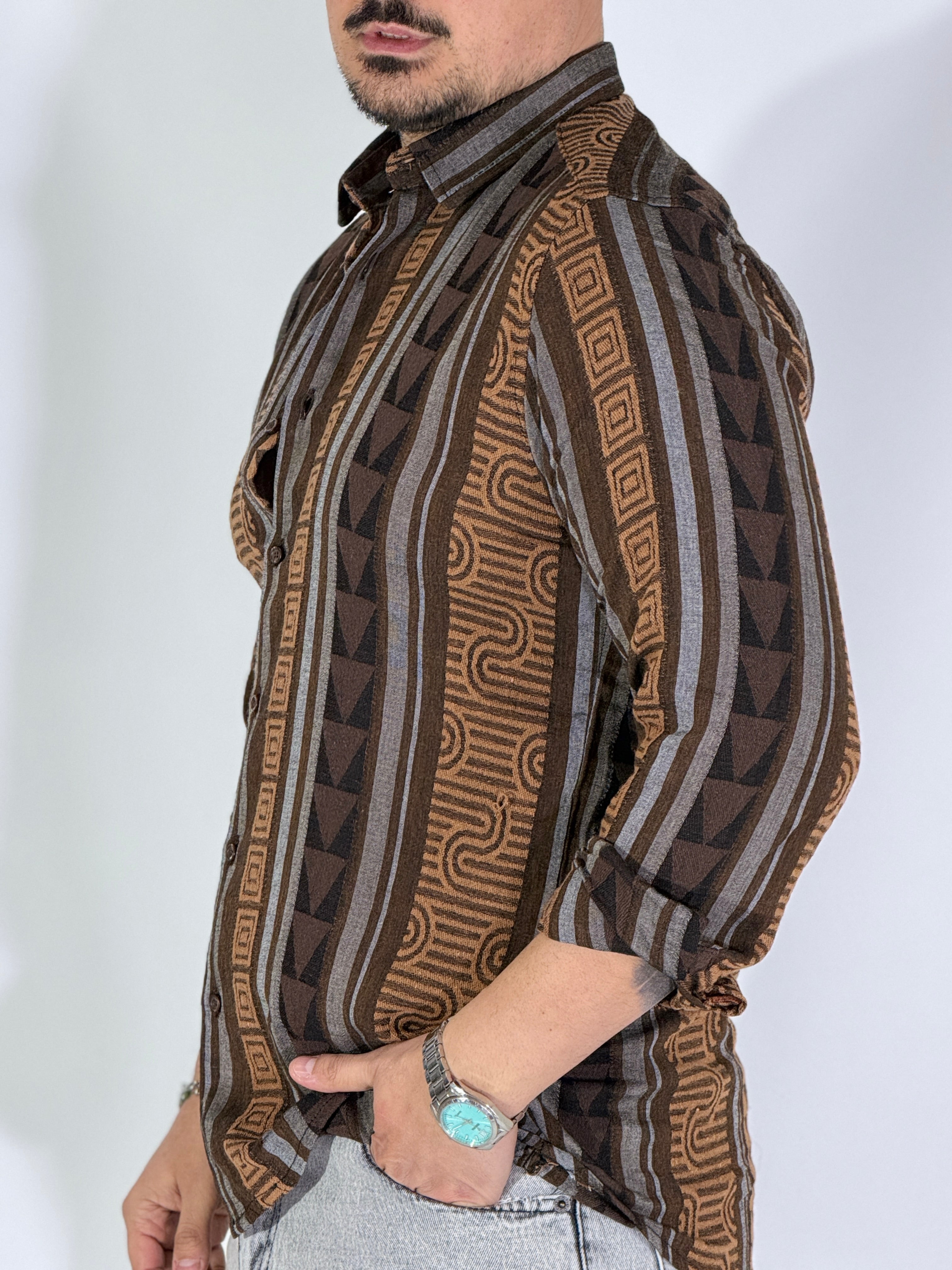 Camicia ricamata brown LIME