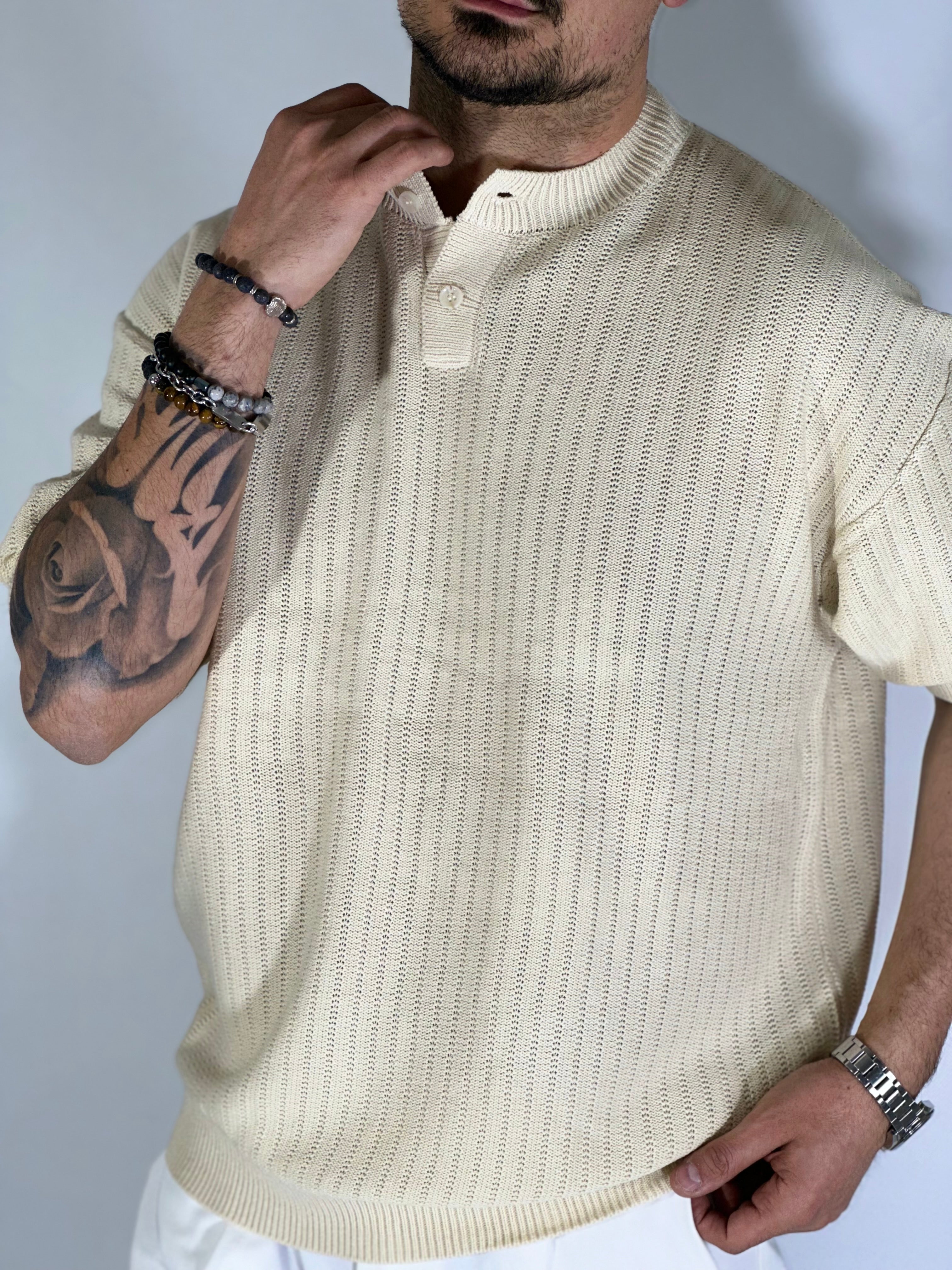 T-shirt serafino beige W86002