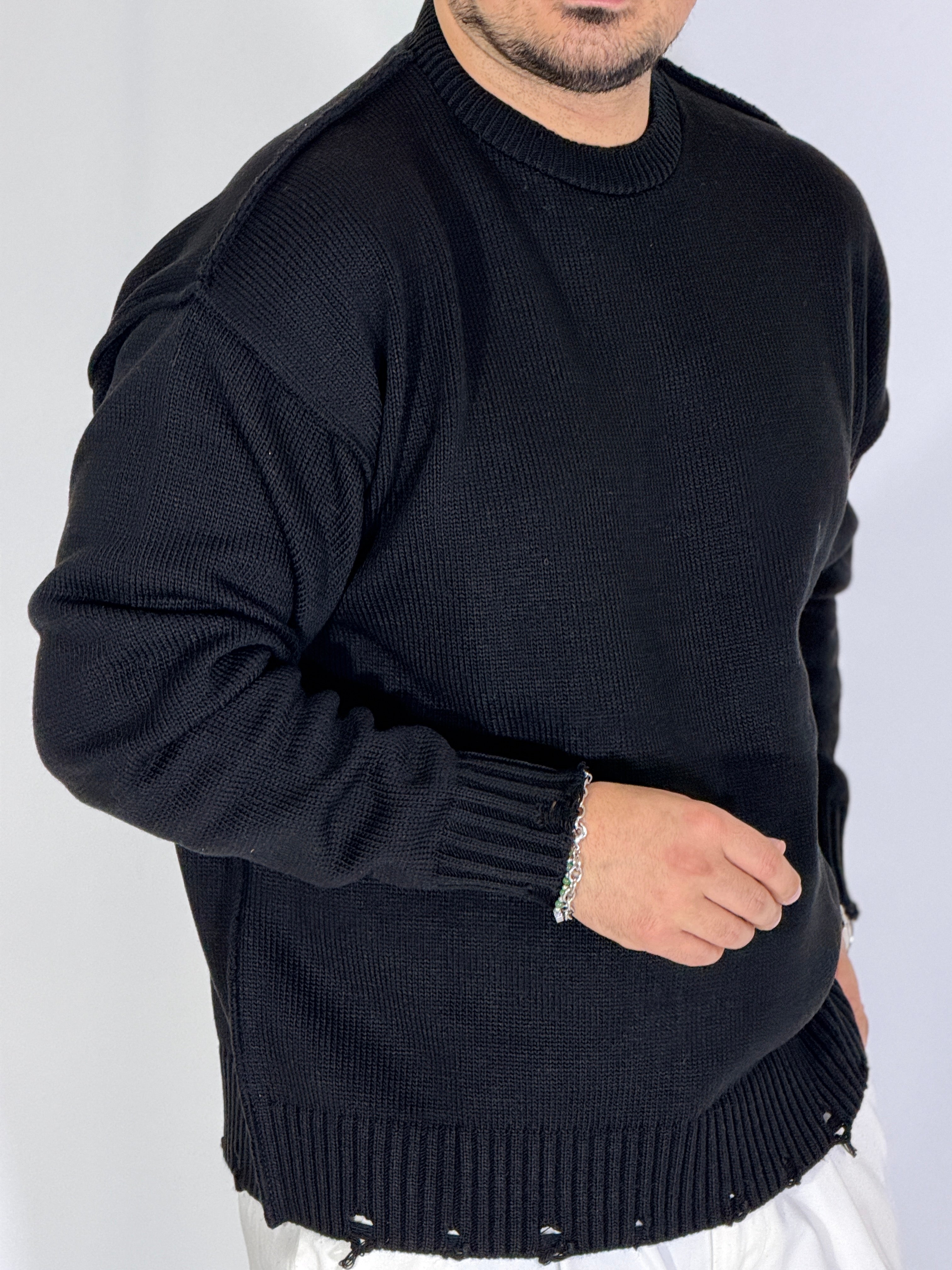 Maglia cucitura inversa nera TBS17