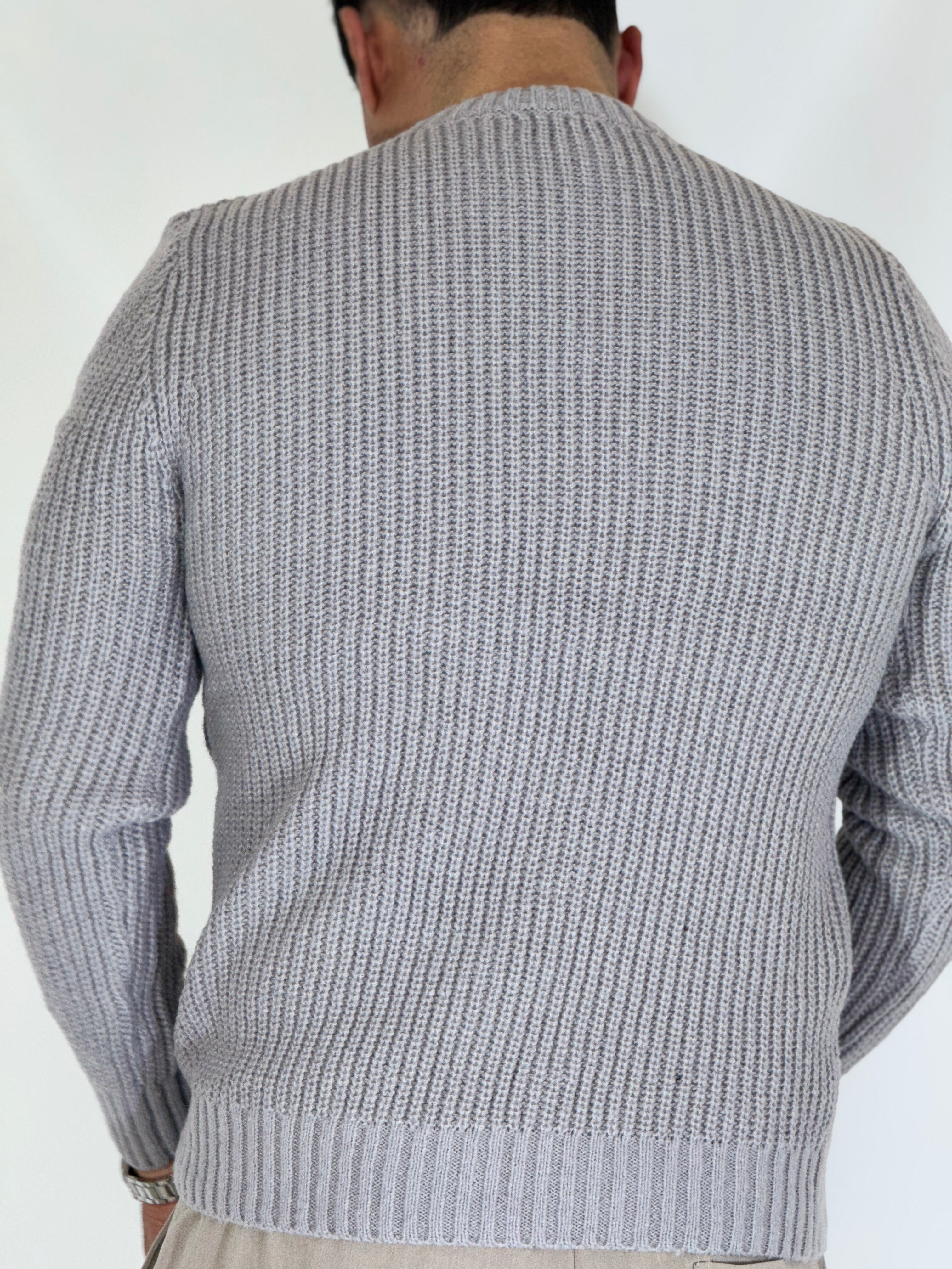 Maglione a costine grey NWS2206-9