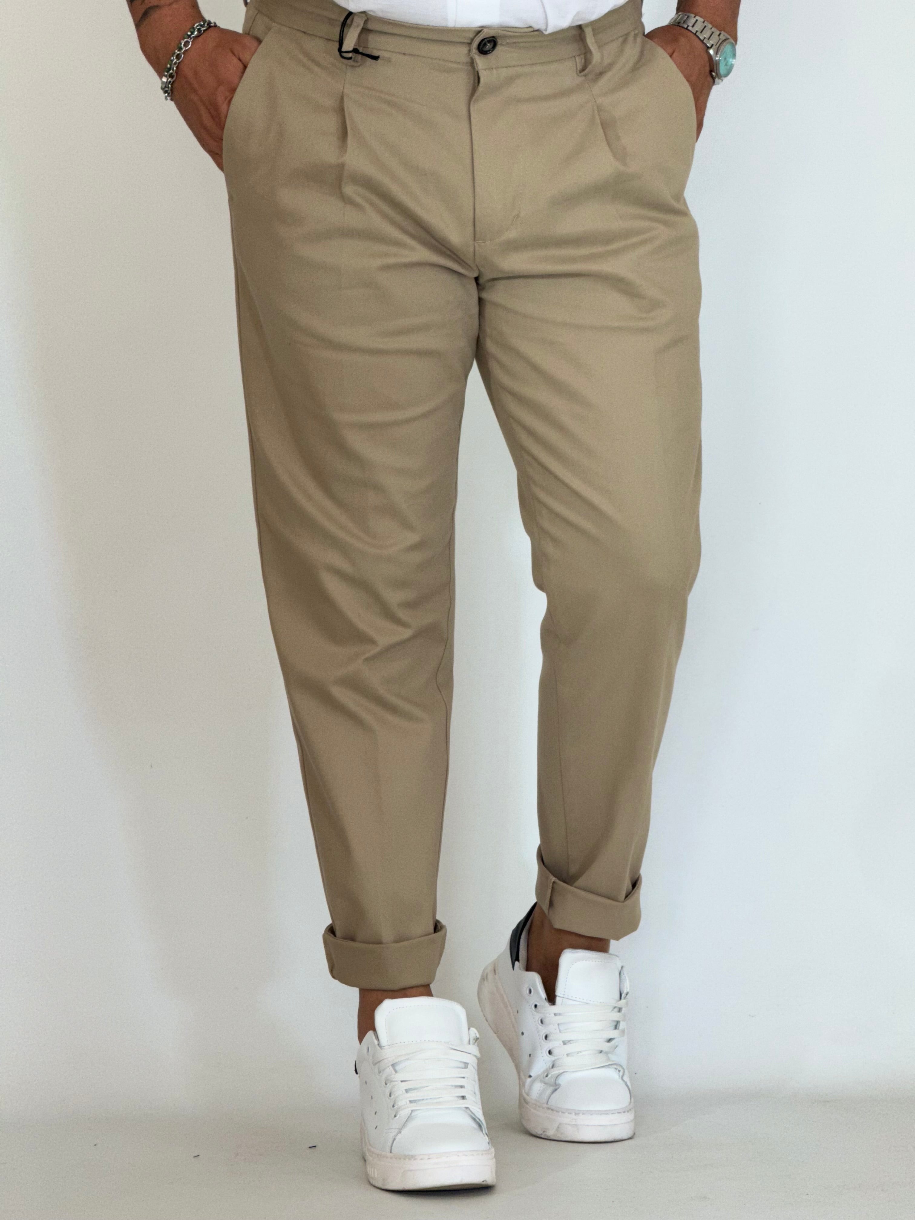 Pantalone slim tapared beige P26