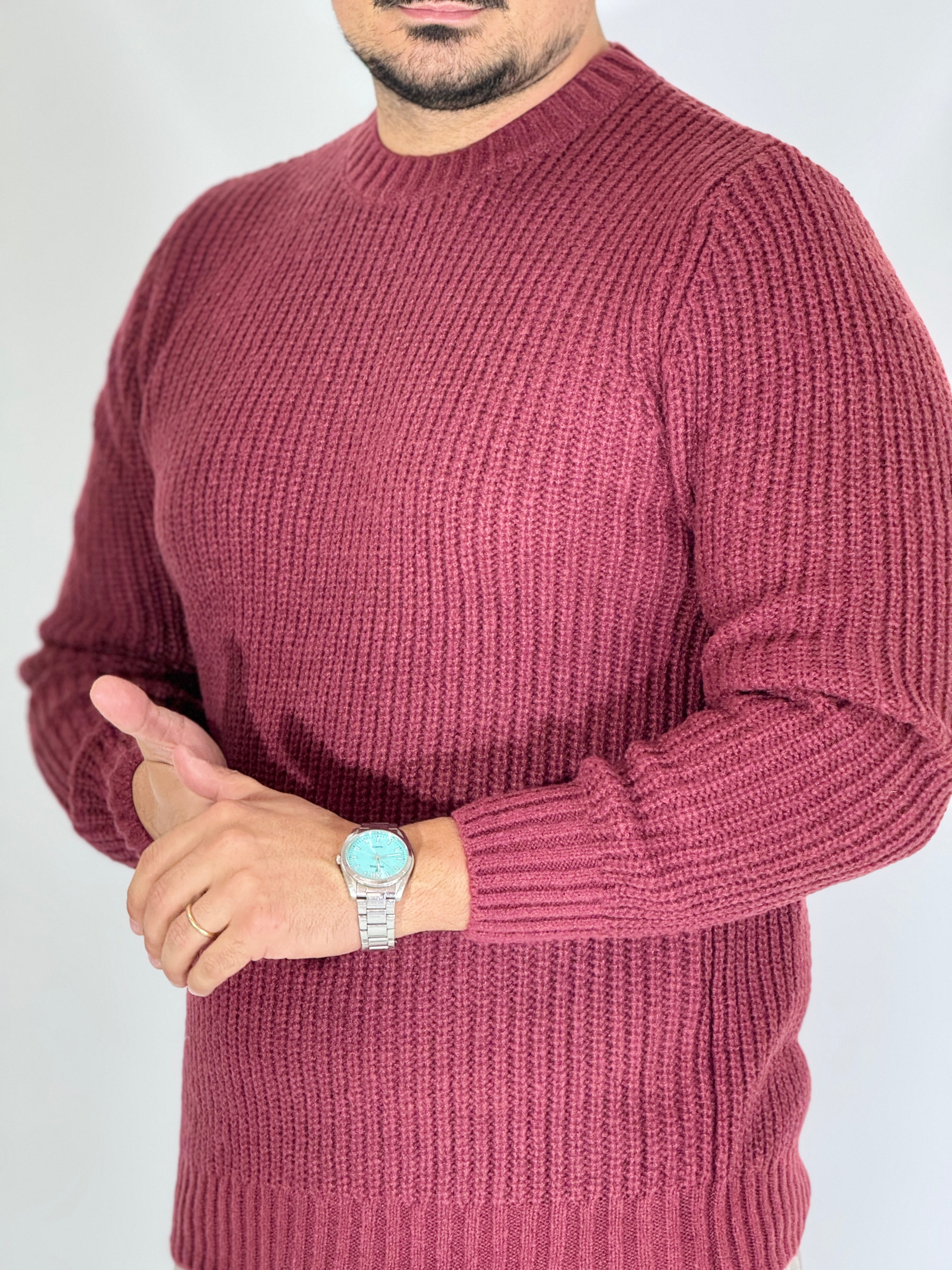 Maglione a costine wine red NWS2206-9