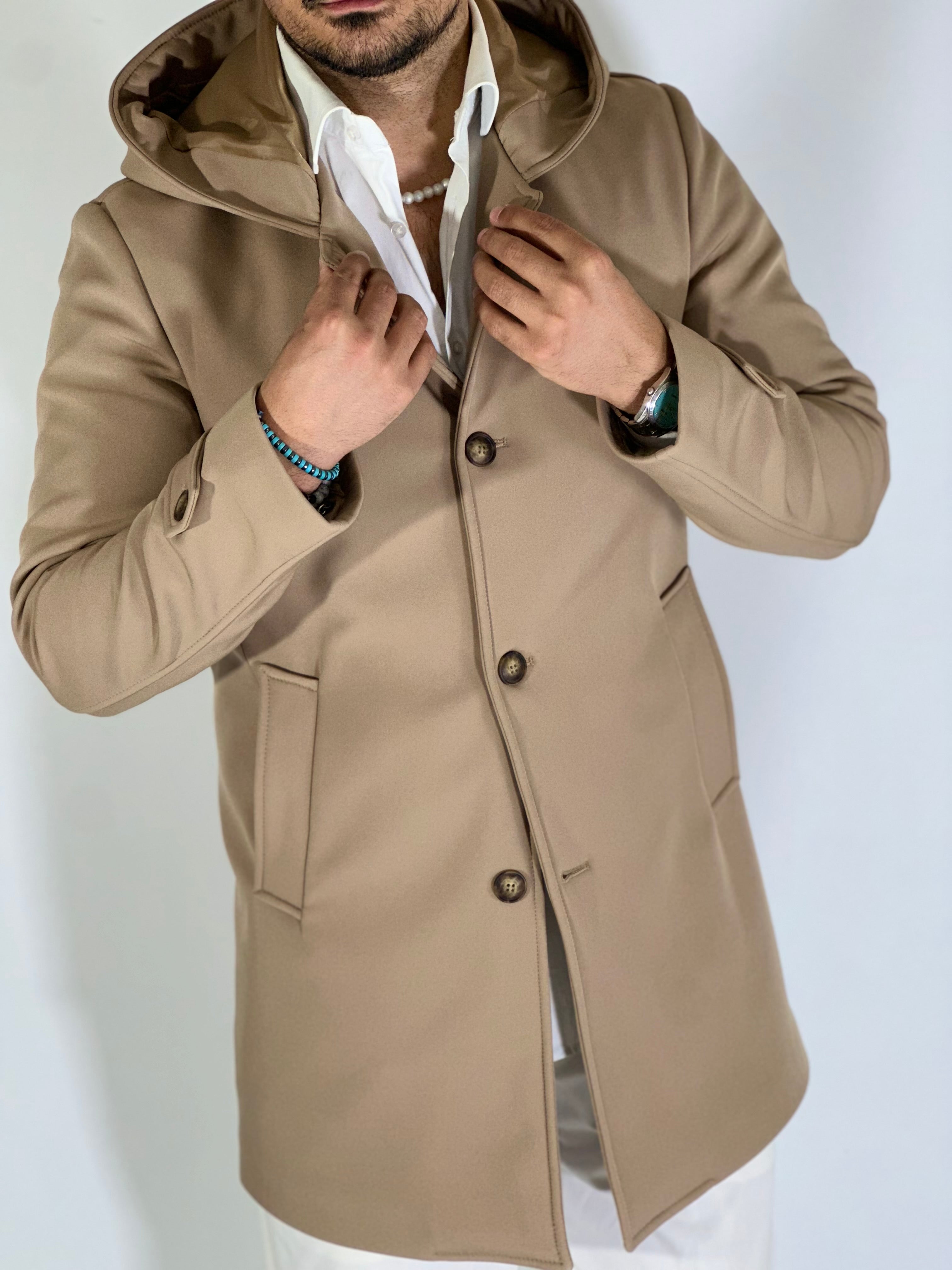 Trench con cappuccio RIVERSIDE fango