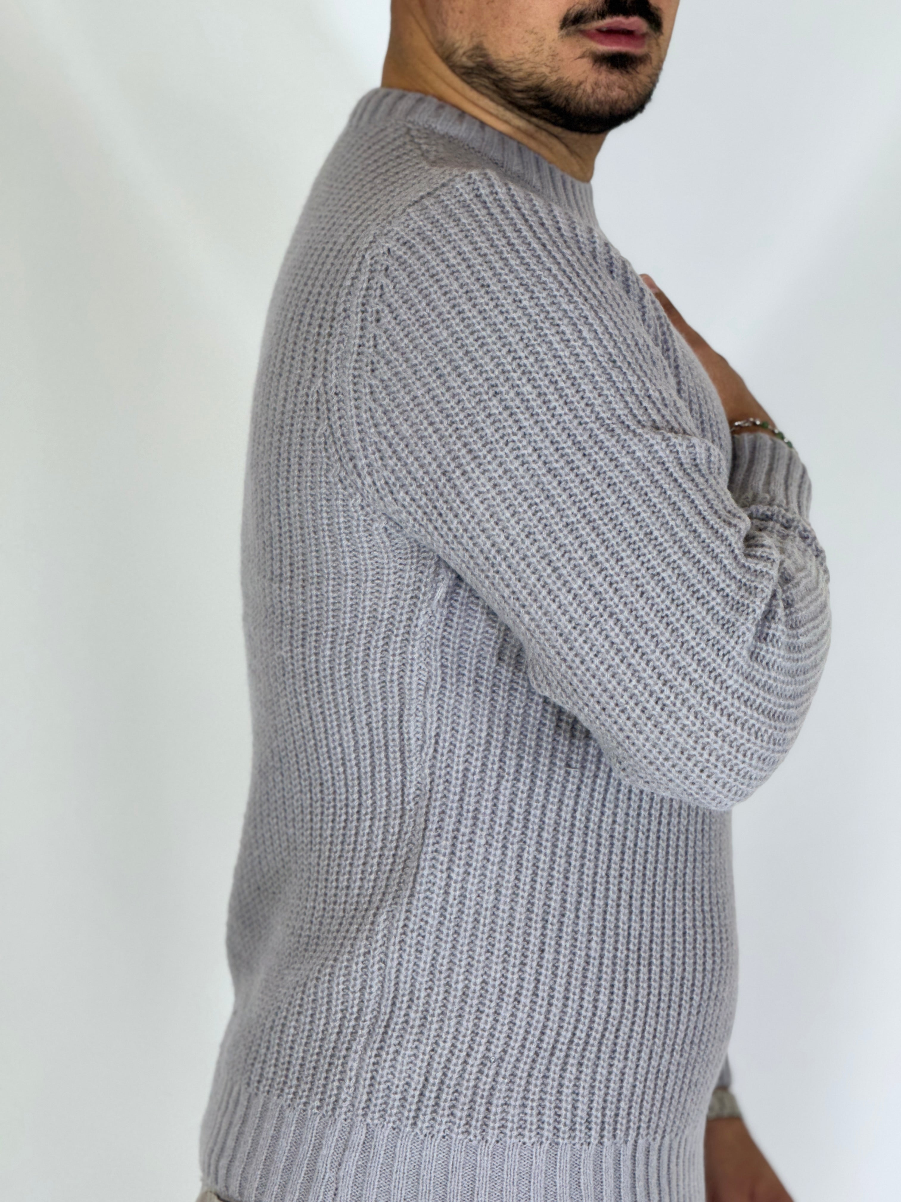 Maglione a costine grey NWS2206-9