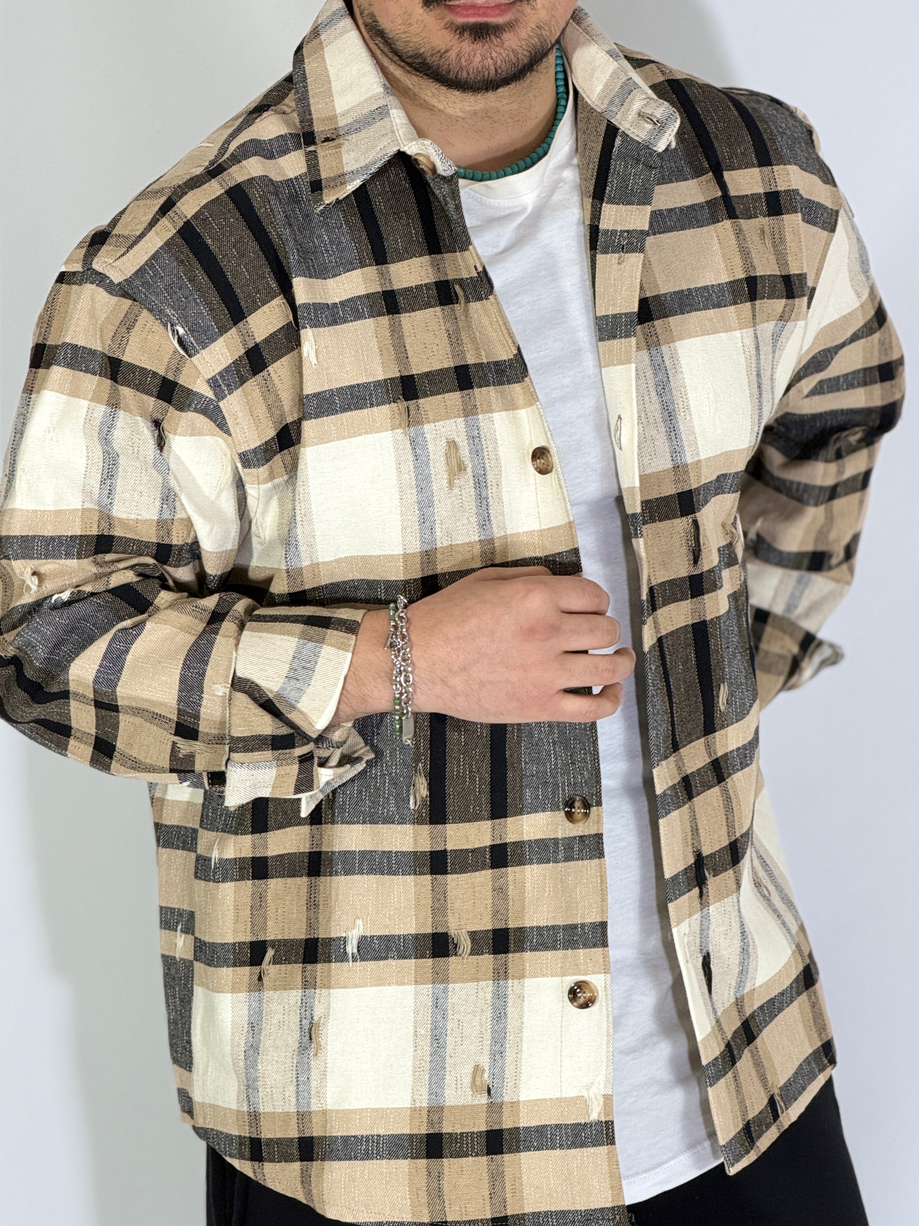 Giacca quadri beige CAM7804