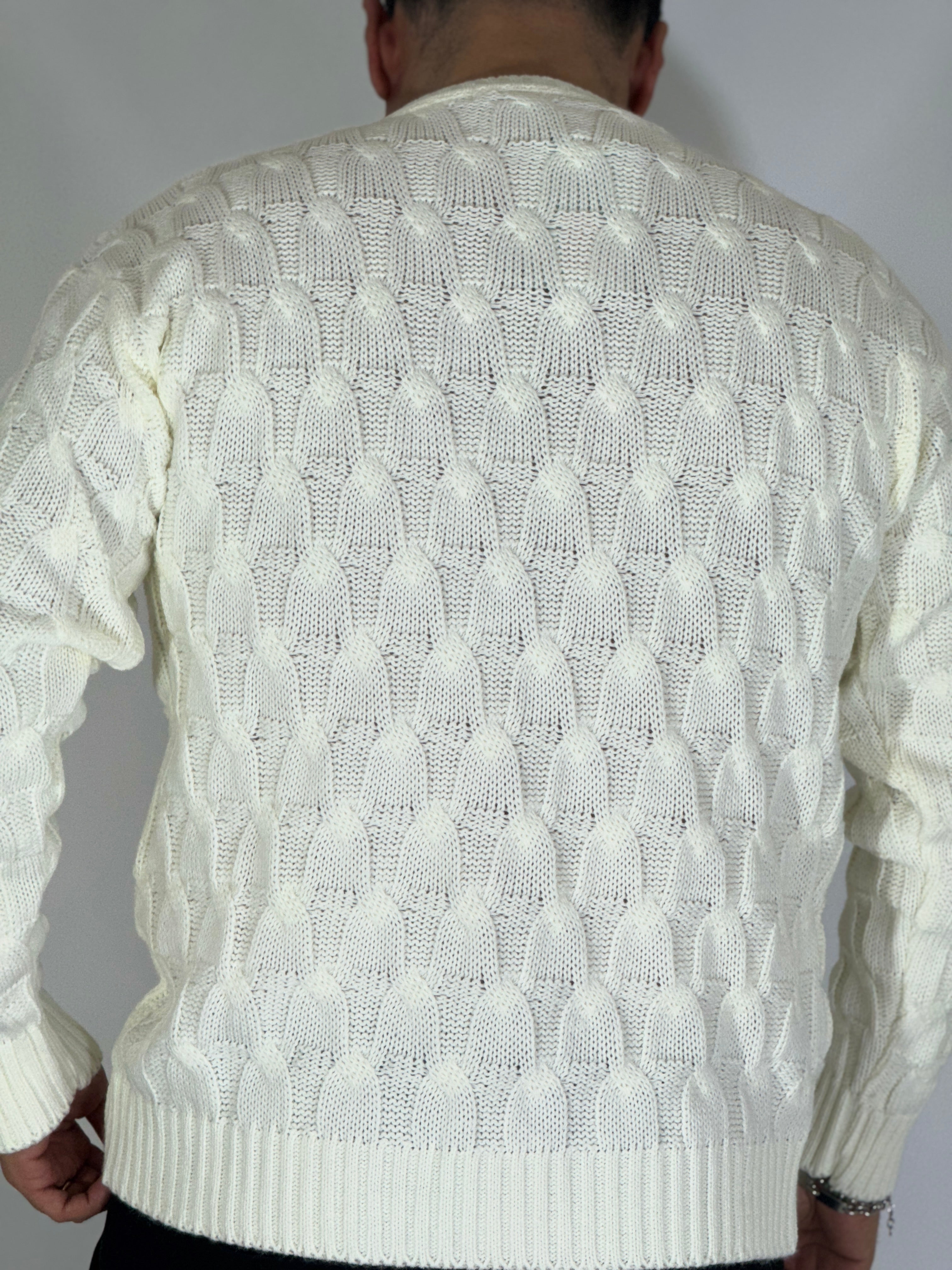 Maglia con trecce panna BK77006