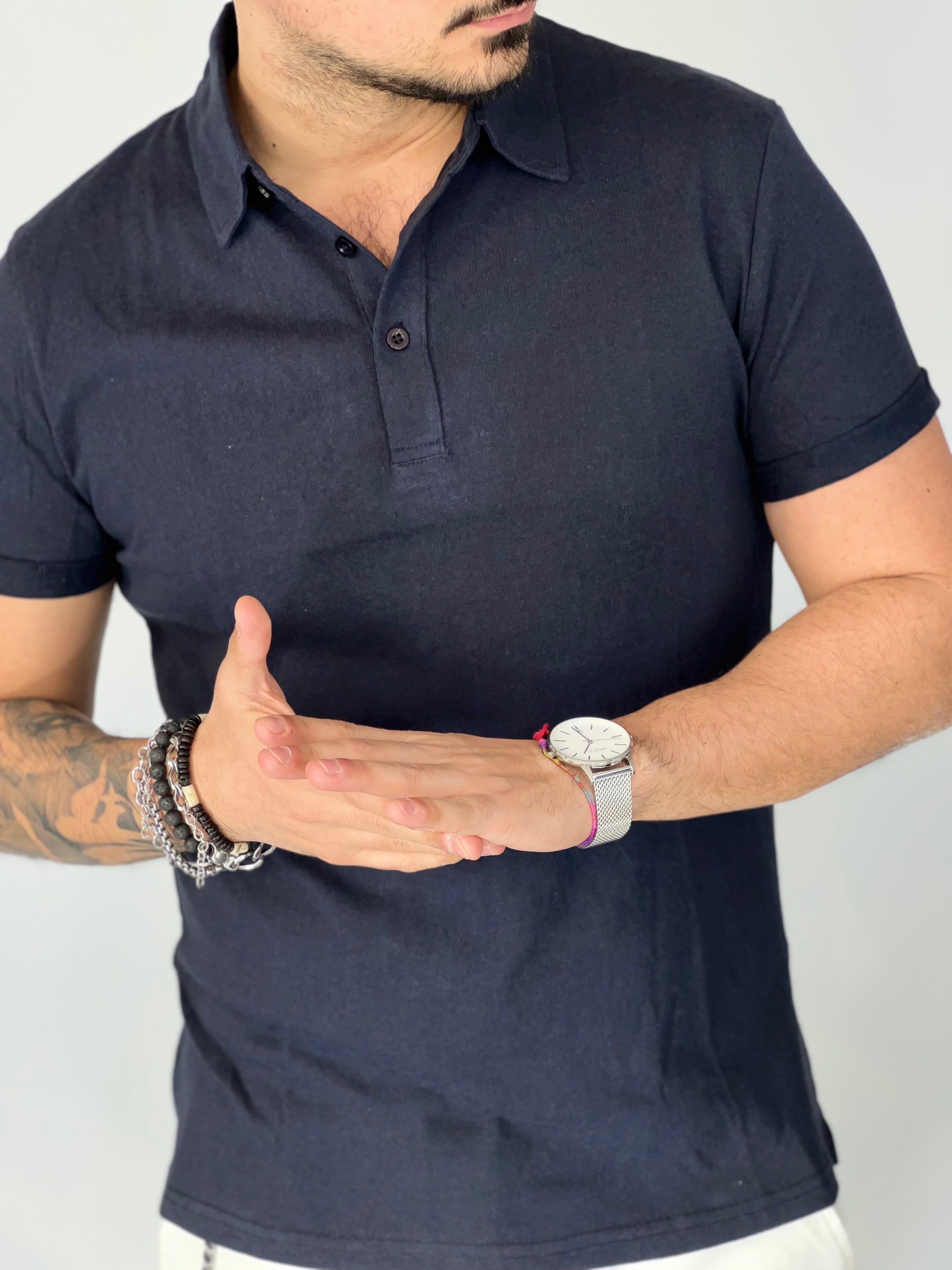 Polo mezza manica dark blu AD09001