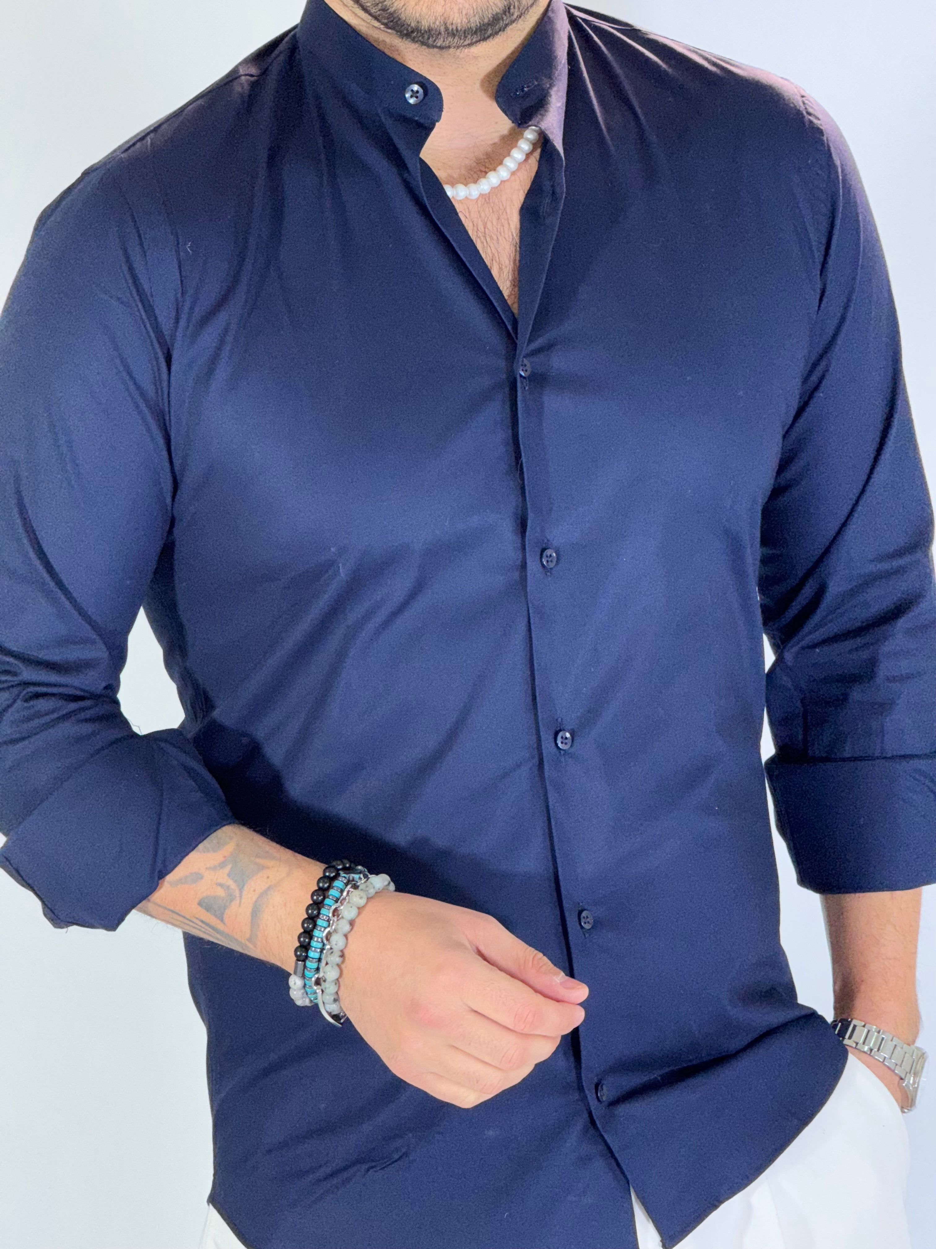 Camicia cotone coreana blu MIGLIACCIO