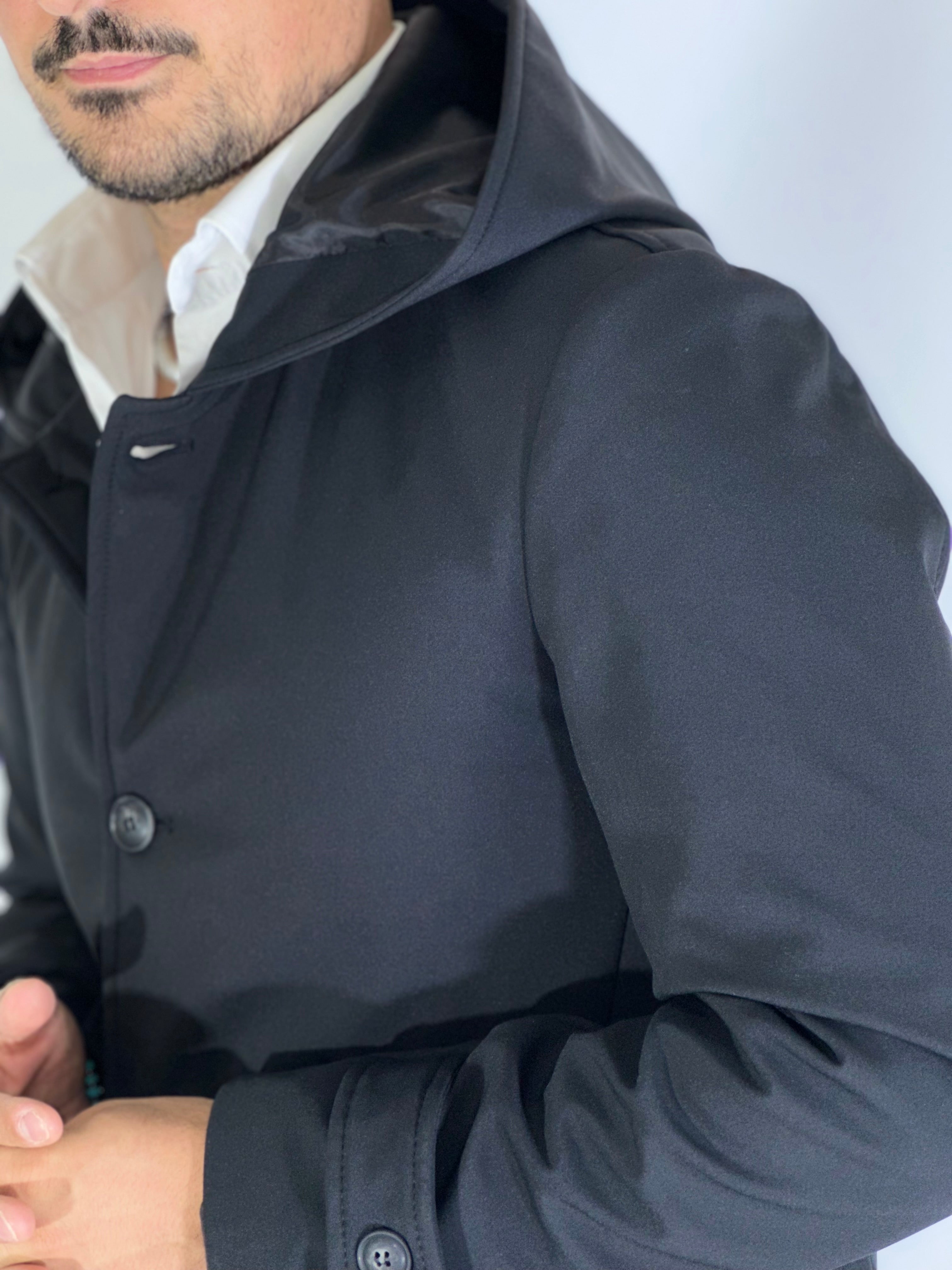 Trench con cappuccio RIVERSIDE nero