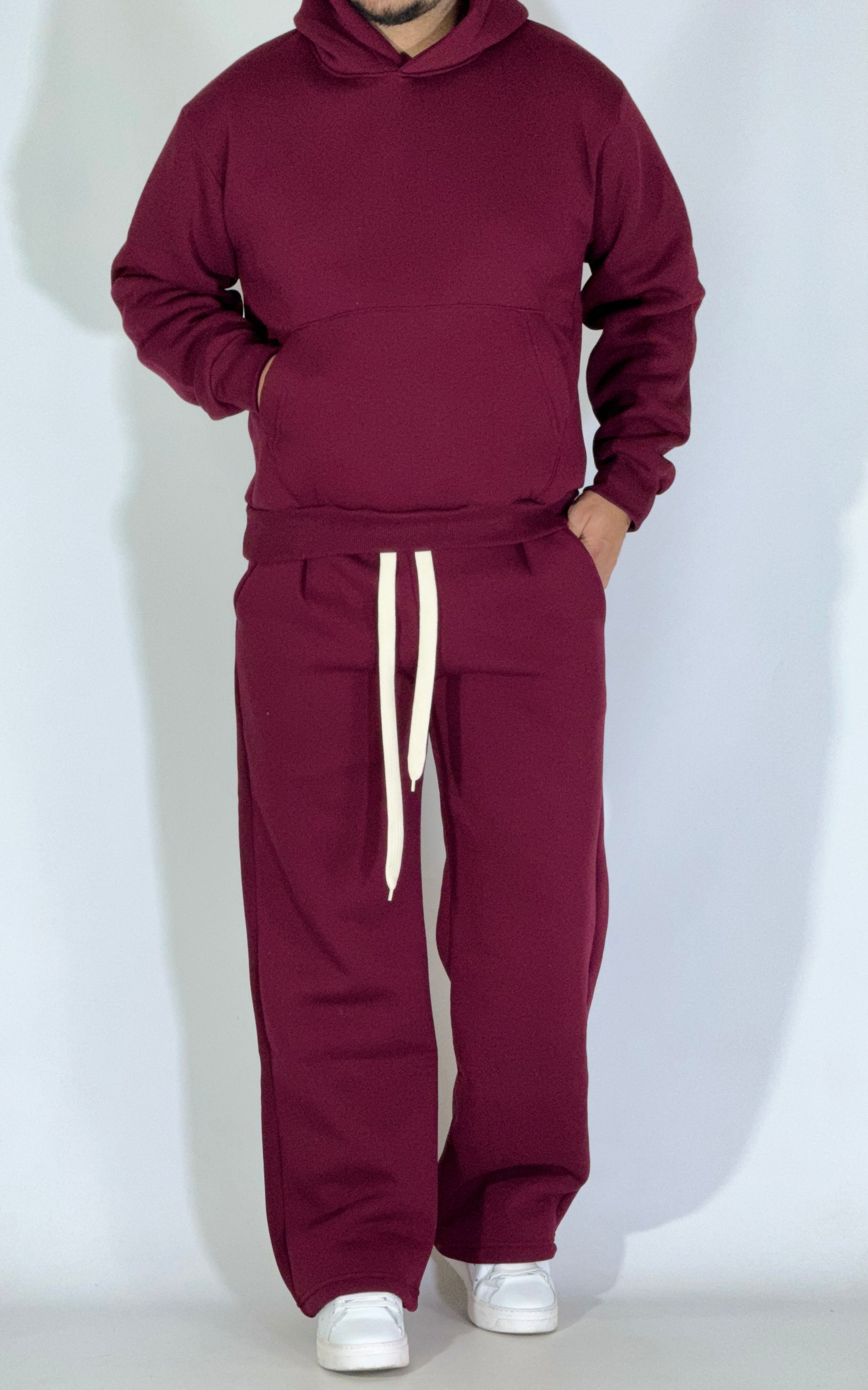 Completo tuta palazzo felpato bordeaux AD120