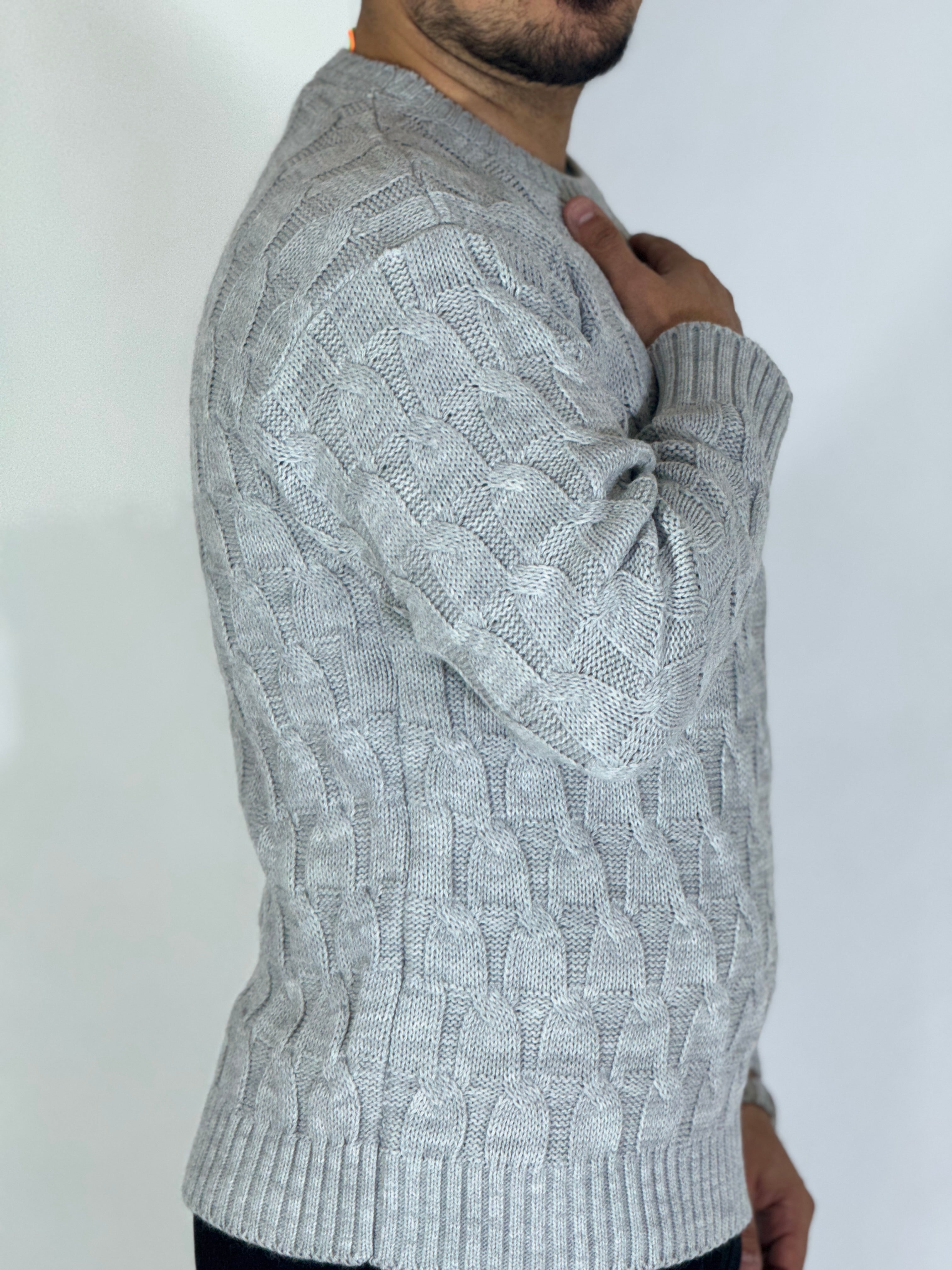 Maglia con trecce grigio BK77006