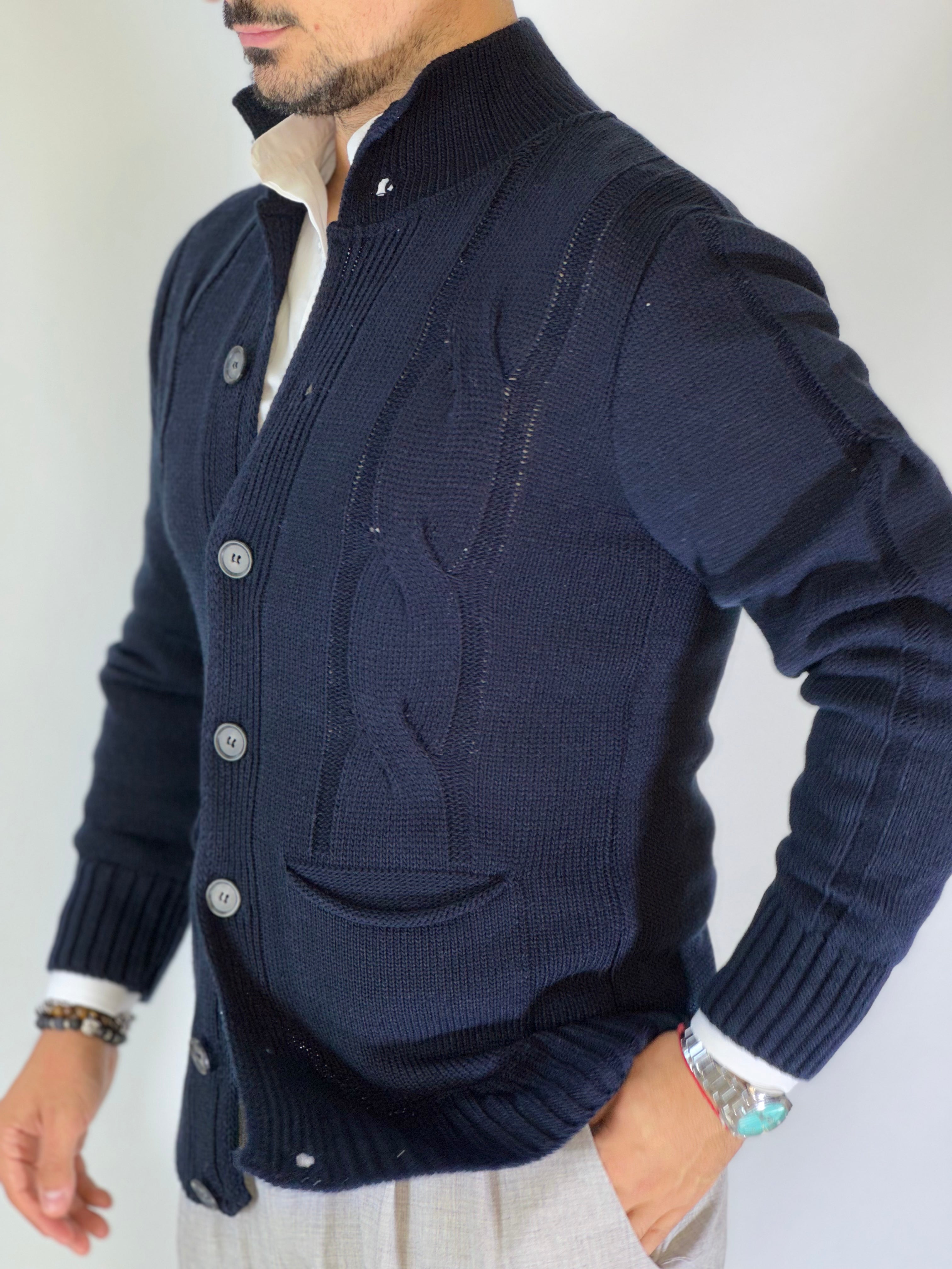 Cardigan lupetto blu SER758