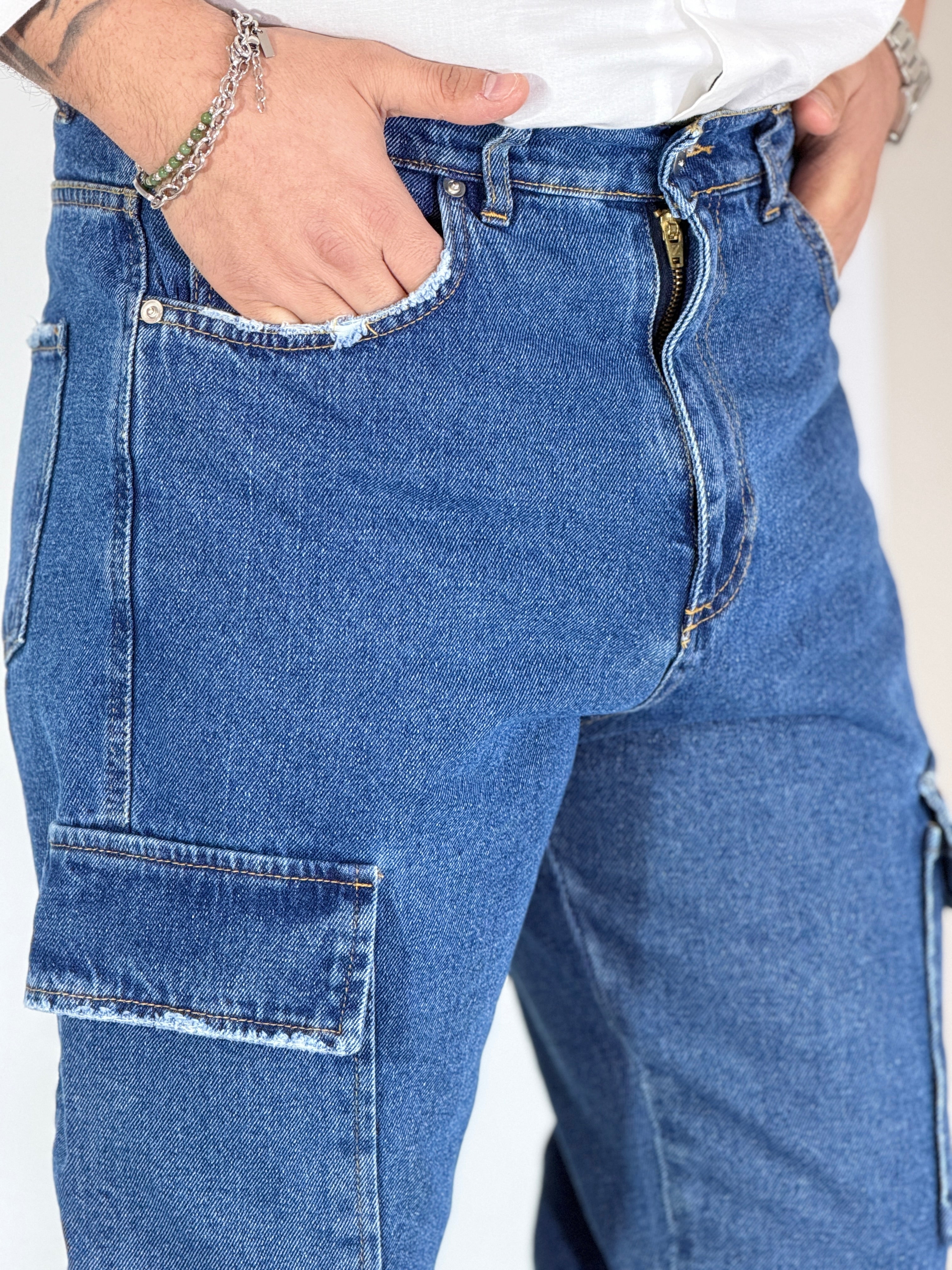 Cali · Jeans loose fit cargo scuro