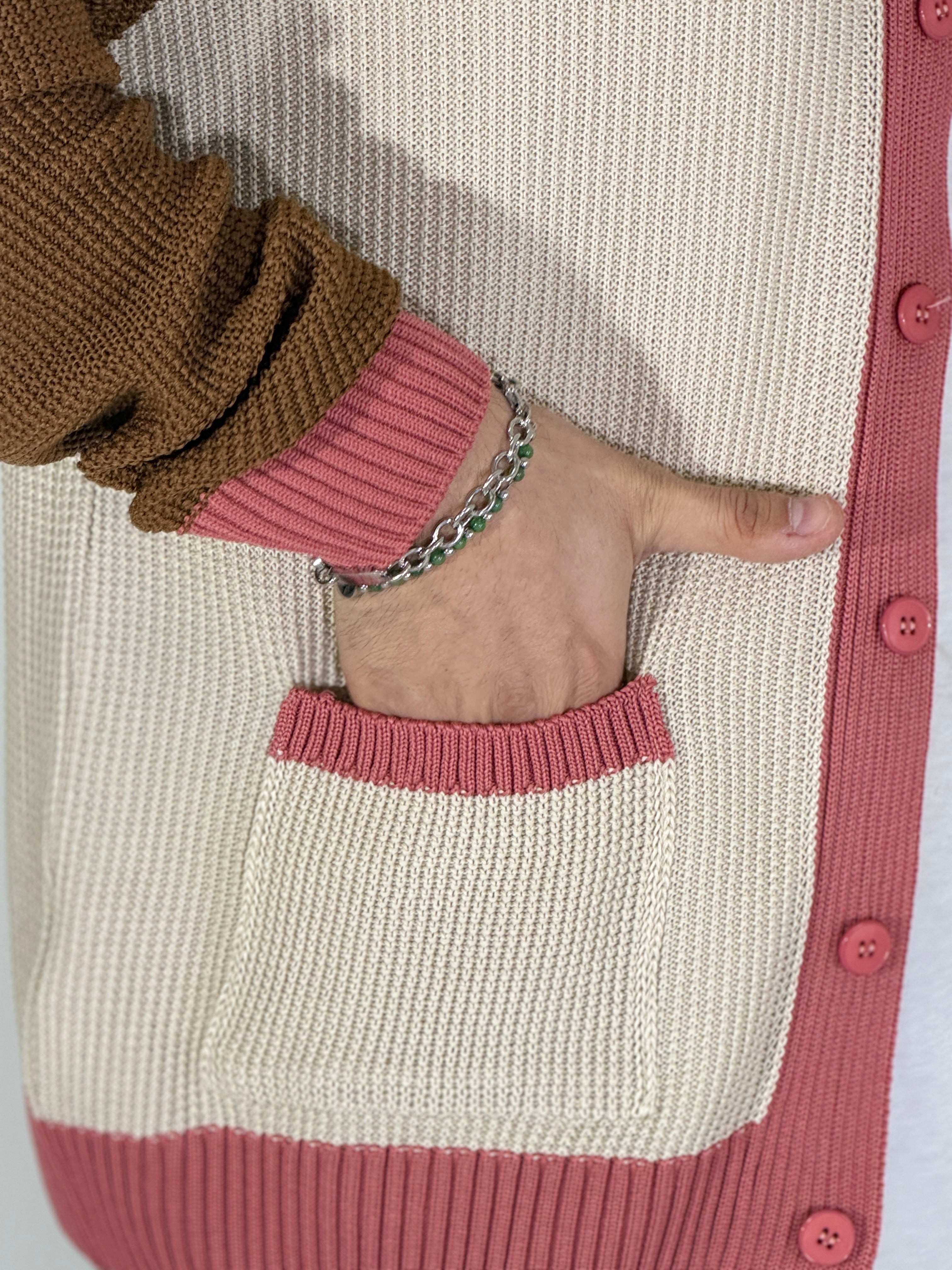Dale · Cardigan tricolor avorio