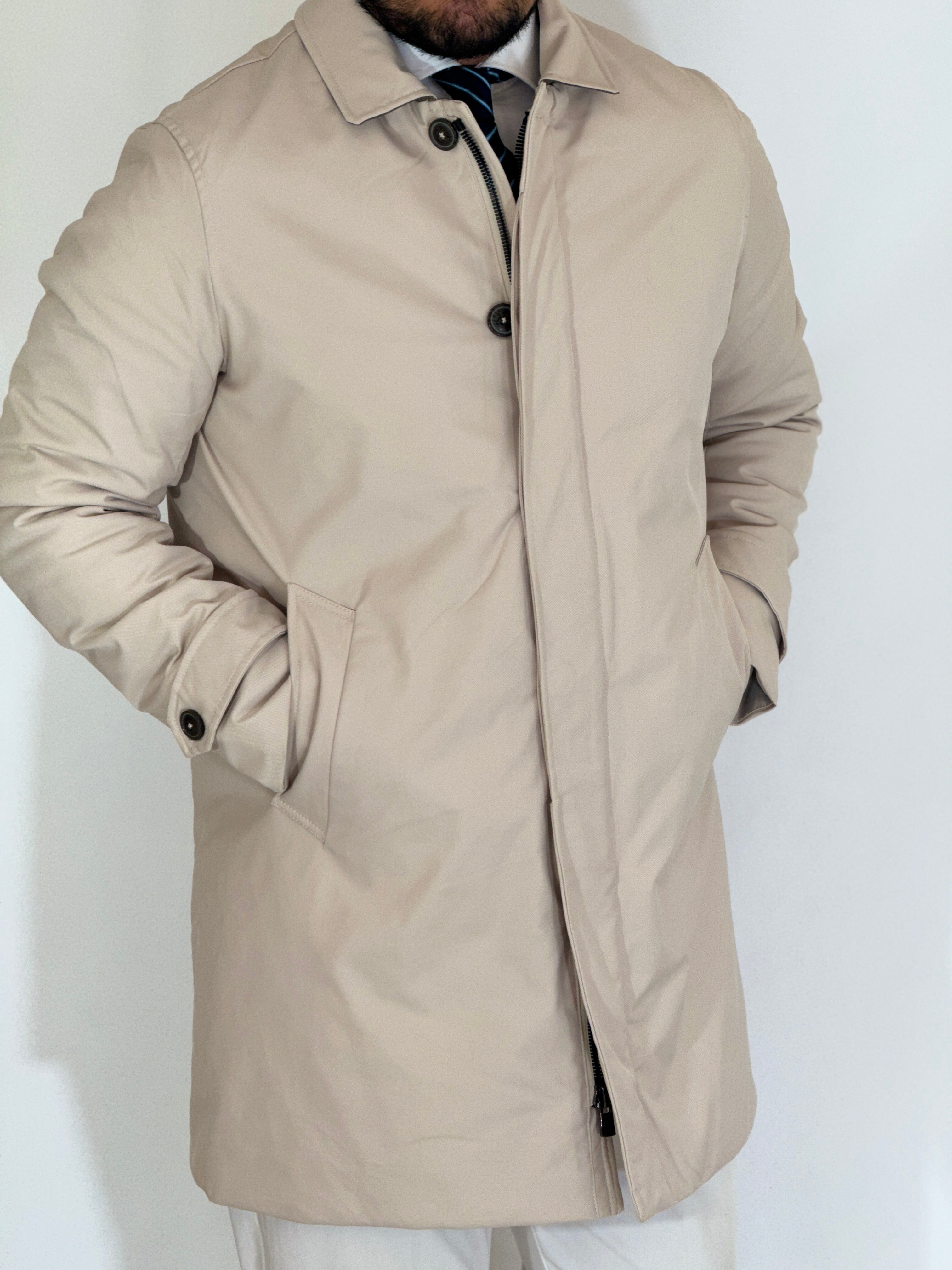 Trench tessuto diagonale imbottito burro RCS007WF