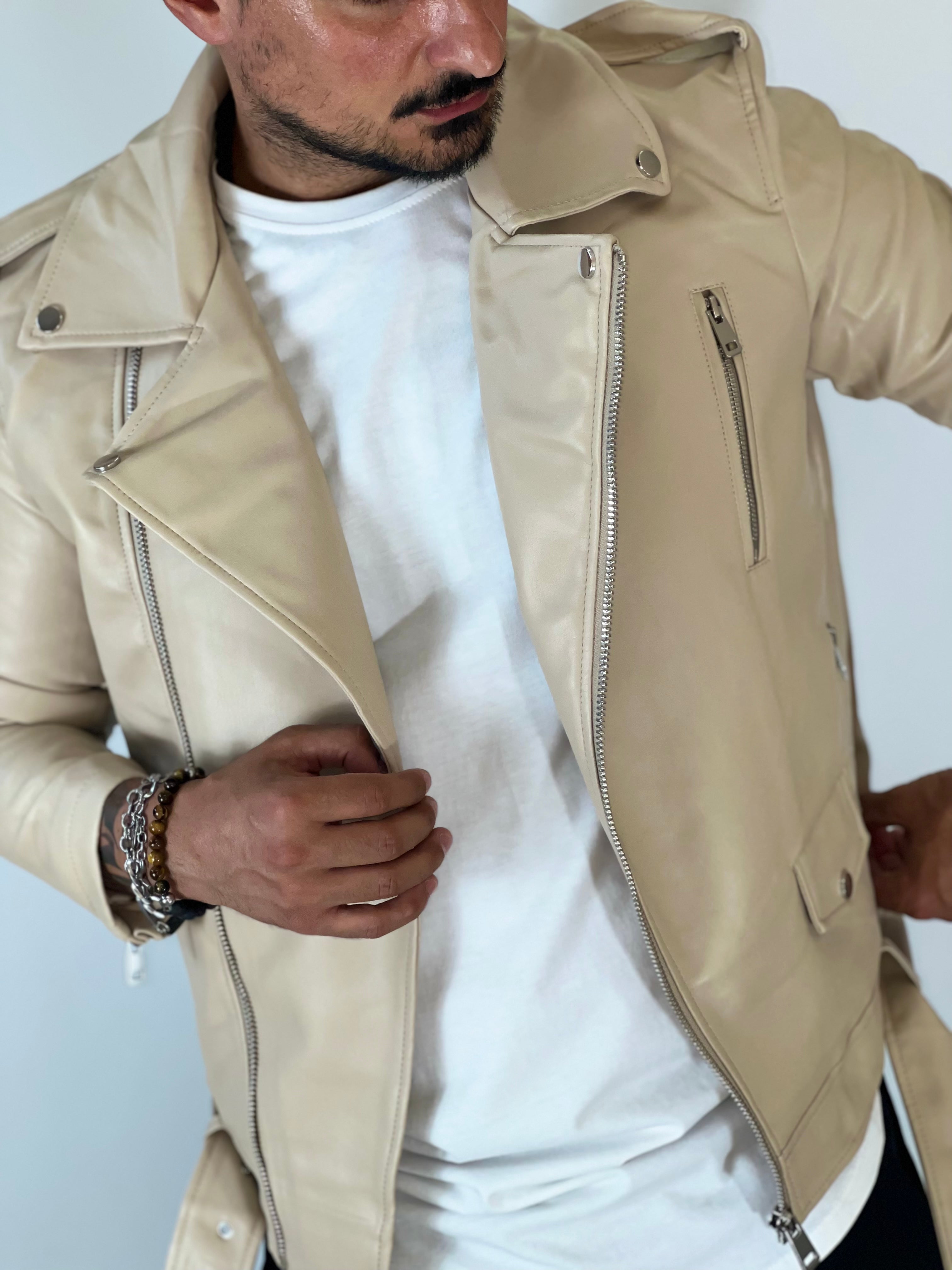 Chiodo ecopelle beige AD2301