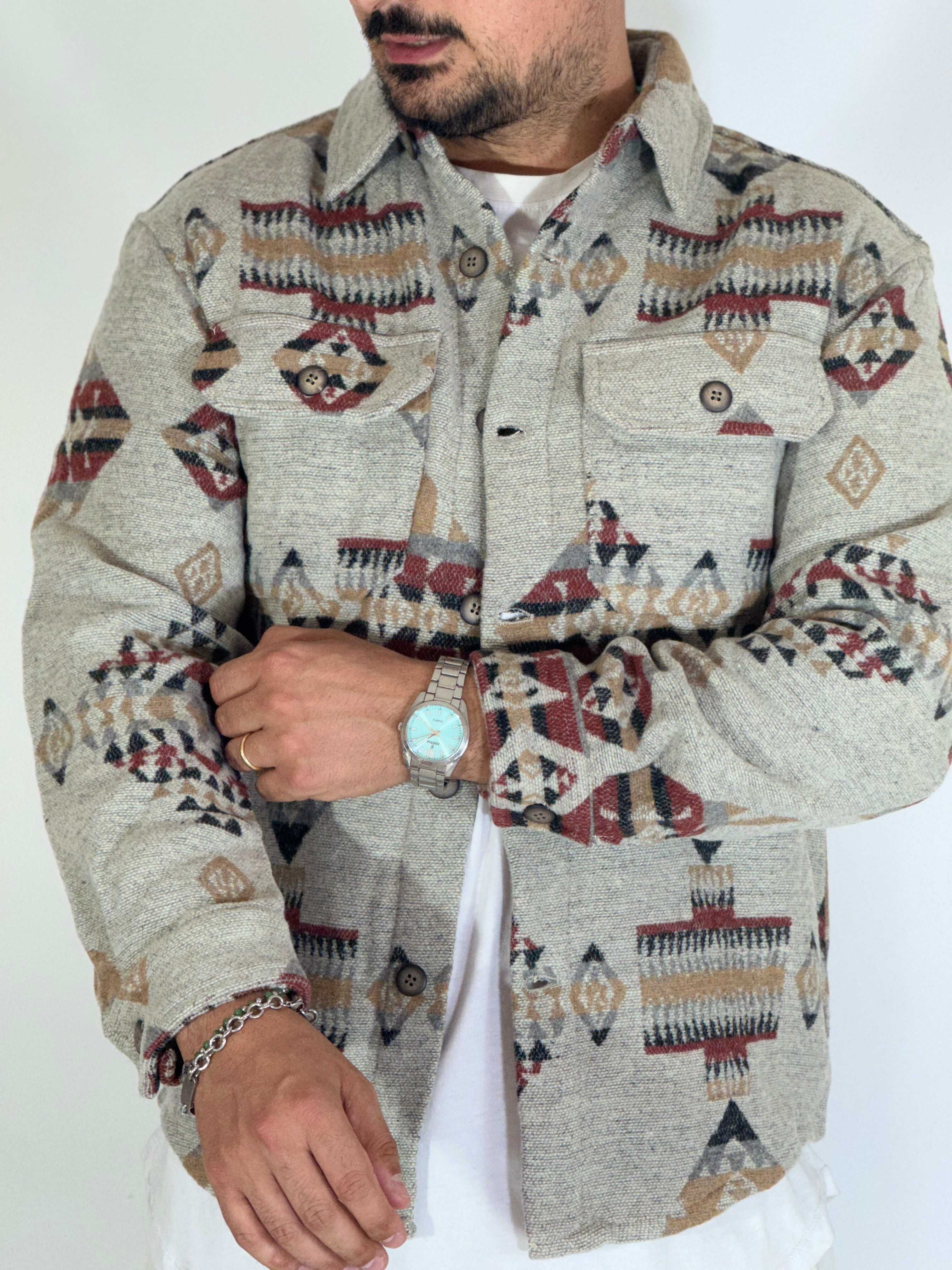 Giacca in pile azteca camel GA7713