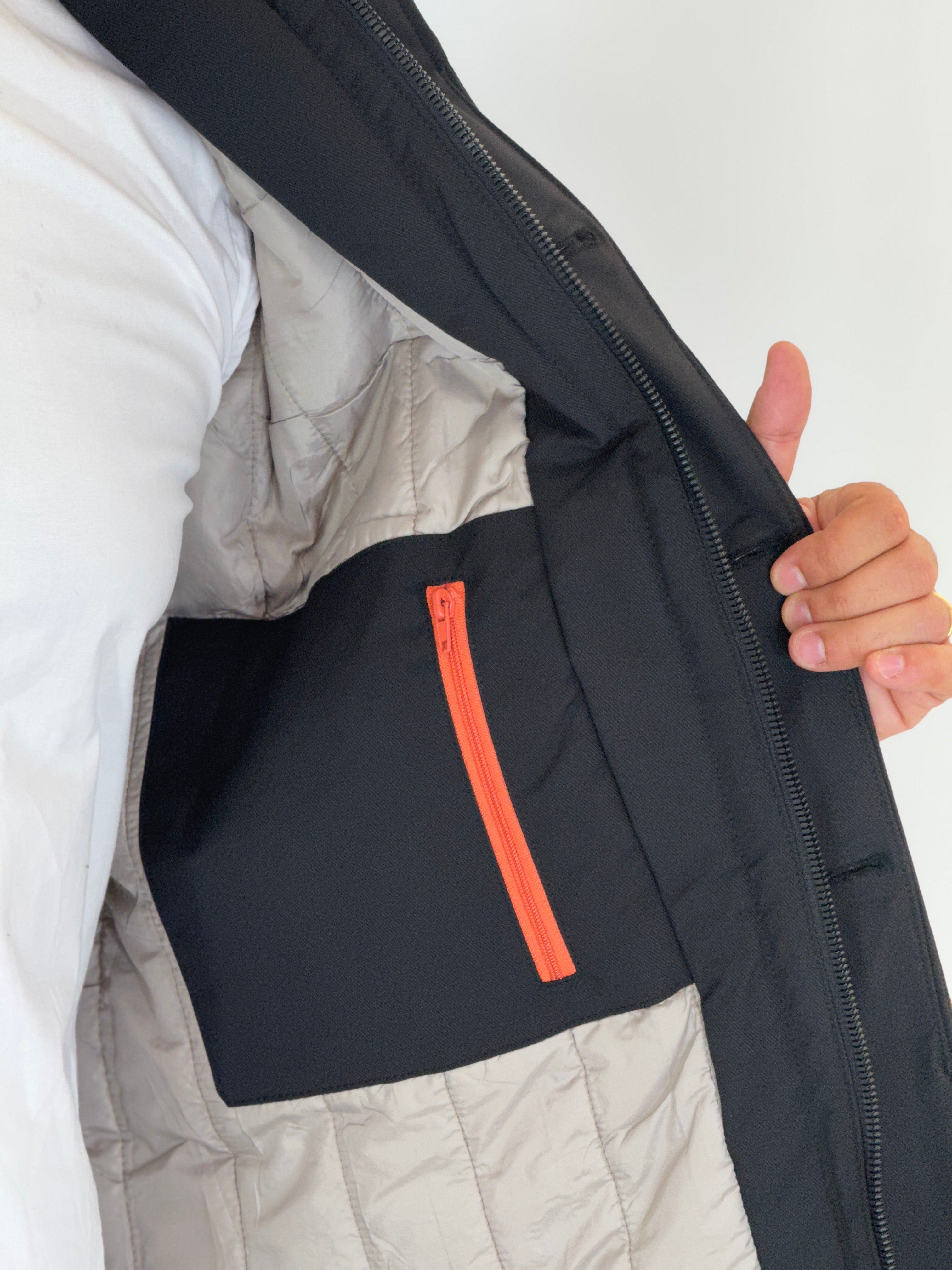 Trench tessuto diagonale imbottito nero RCS007WF