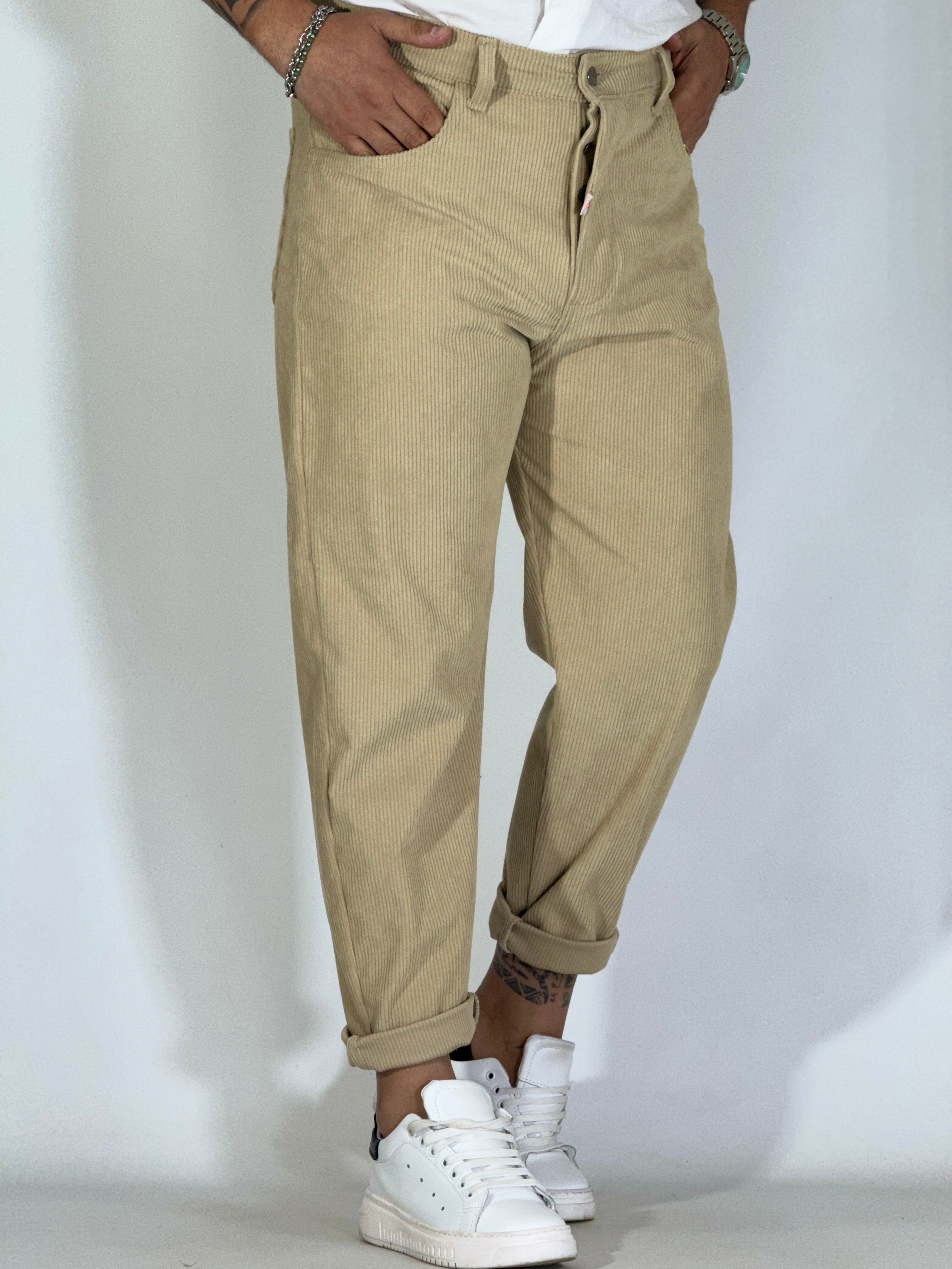 Pantalone velluto beige JAPAN