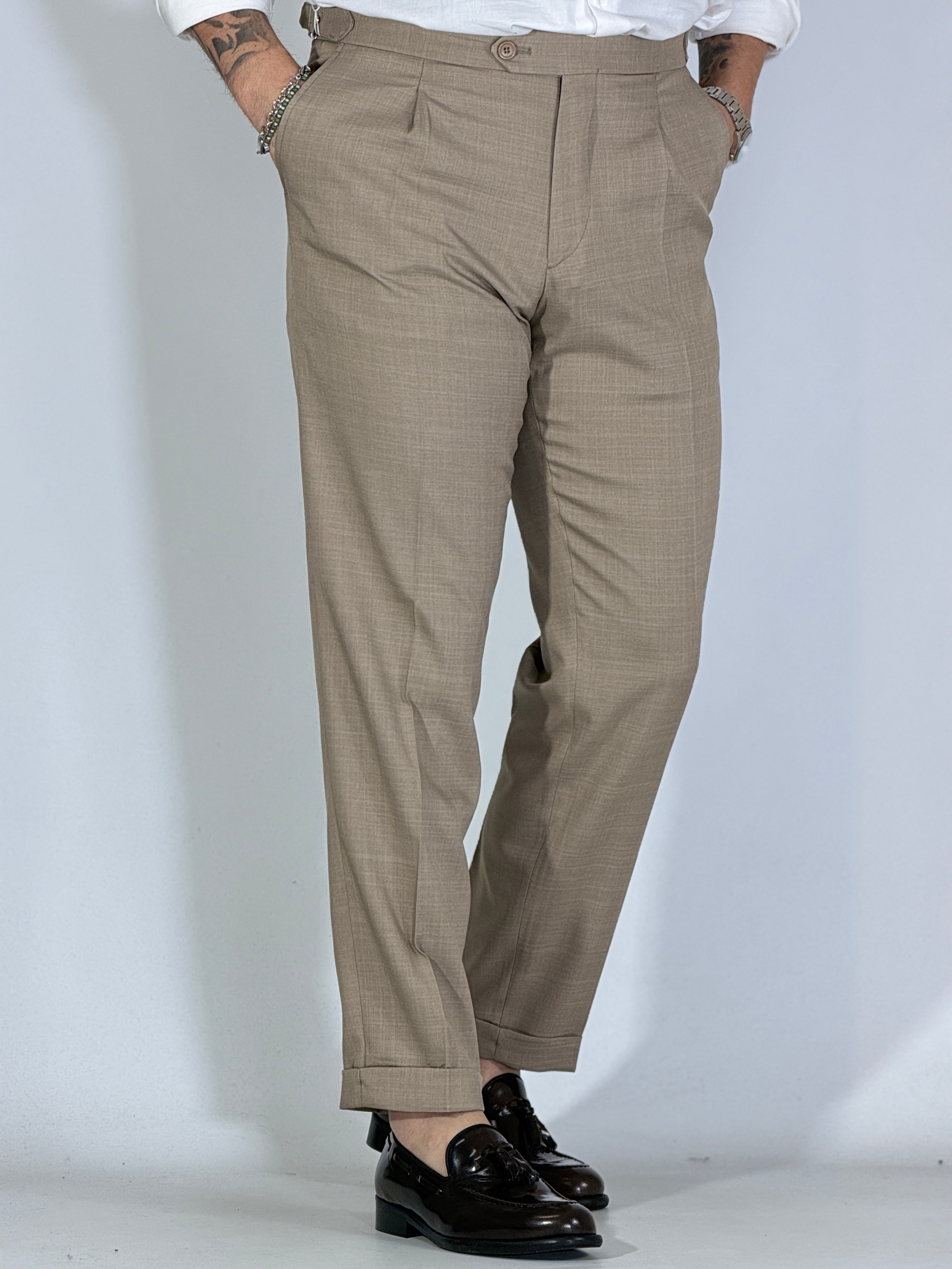 Pantalone con fibbie Migliaccio beige Spencer