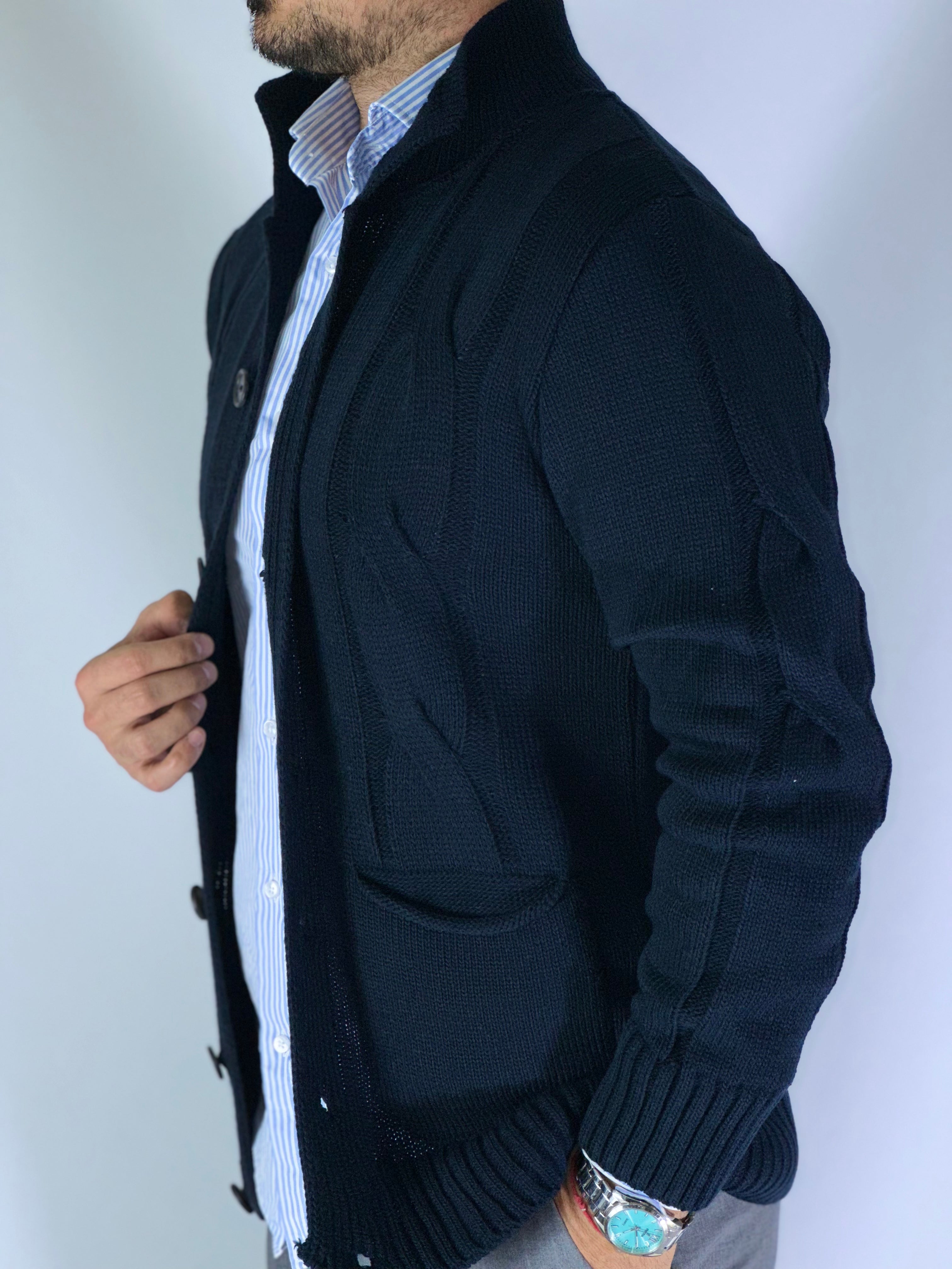 Cardigan lupetto blu SER758