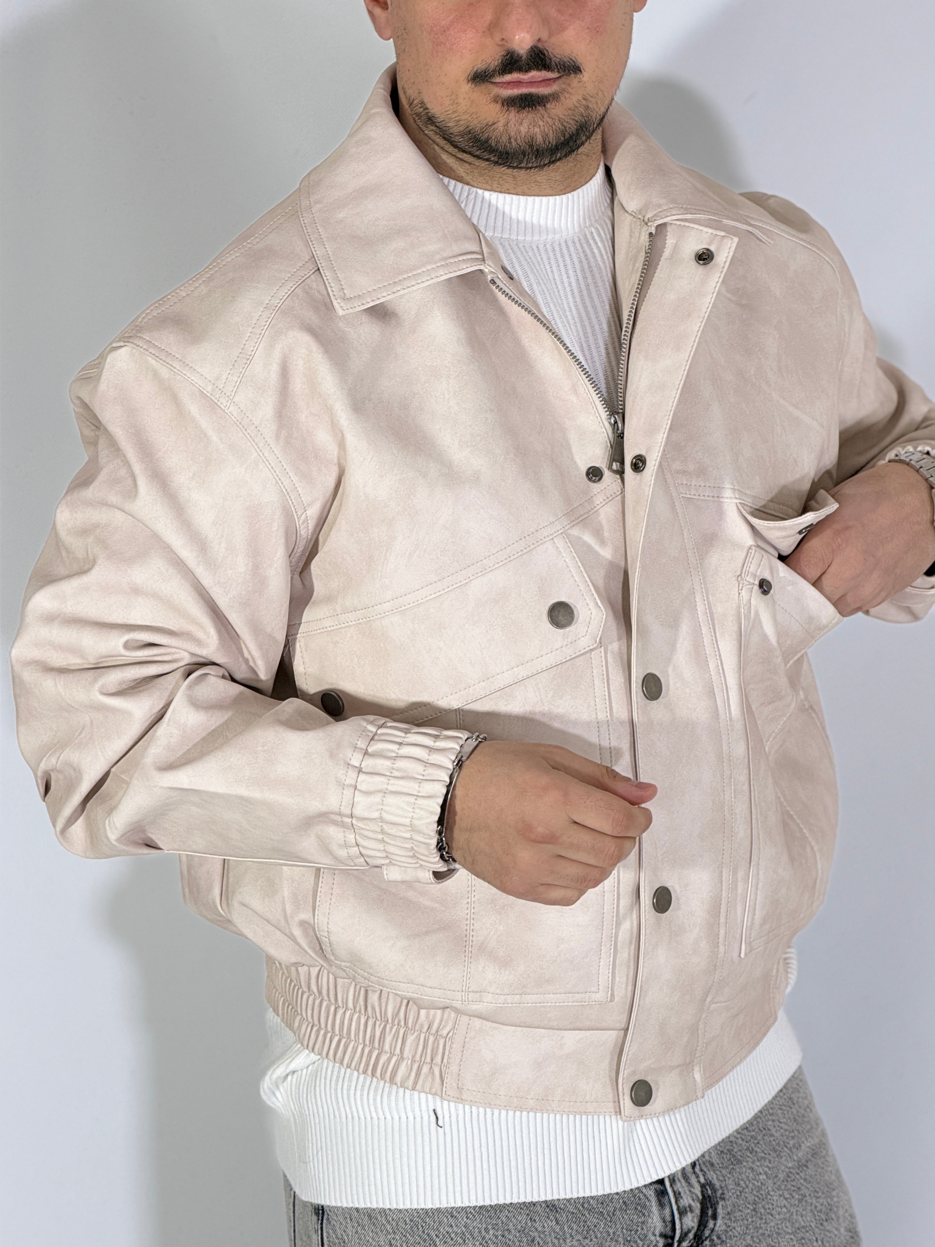 Giubbino eco-pelle panna XH8923