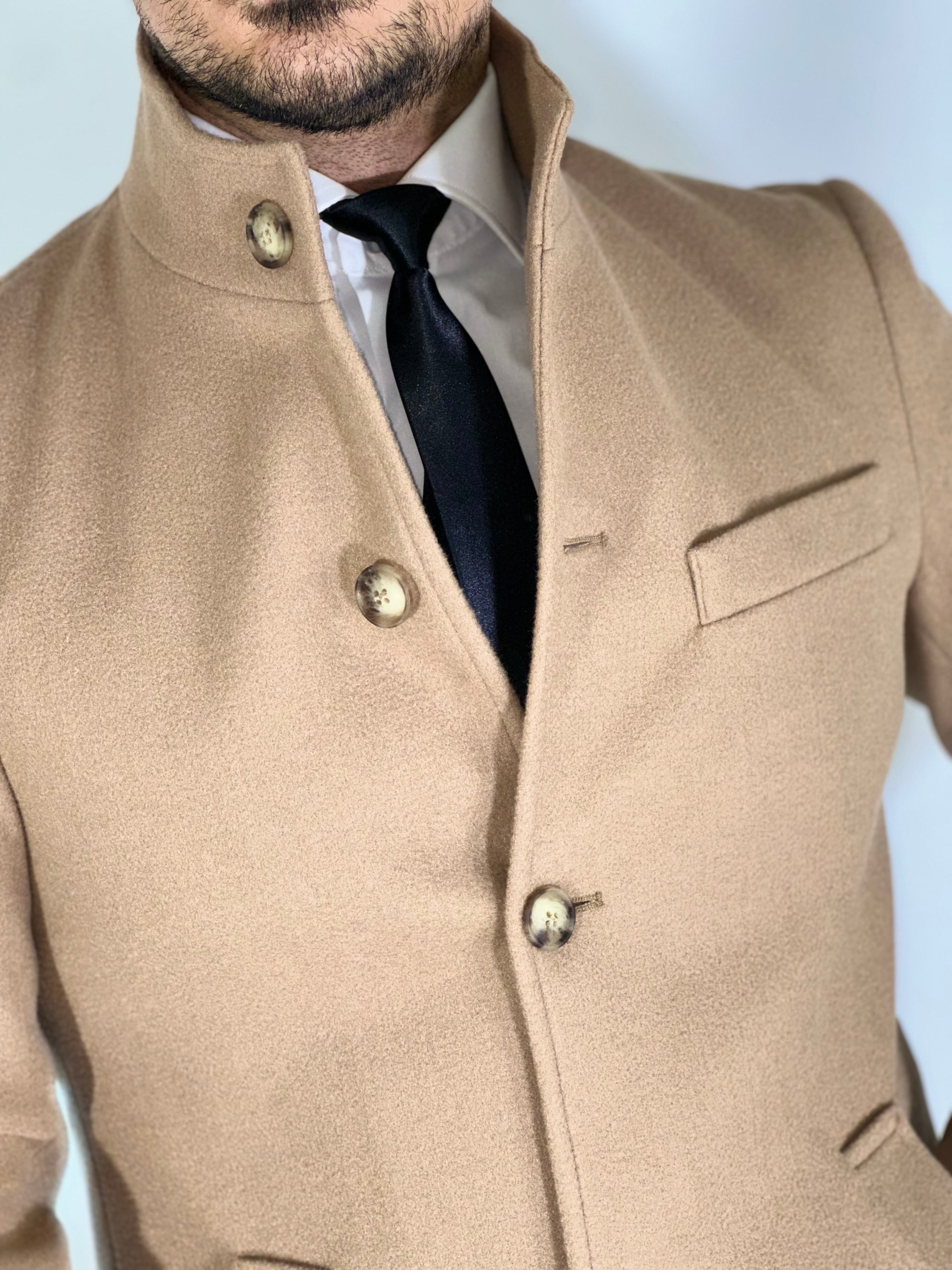 Cappotto coreano camel CPZAZA