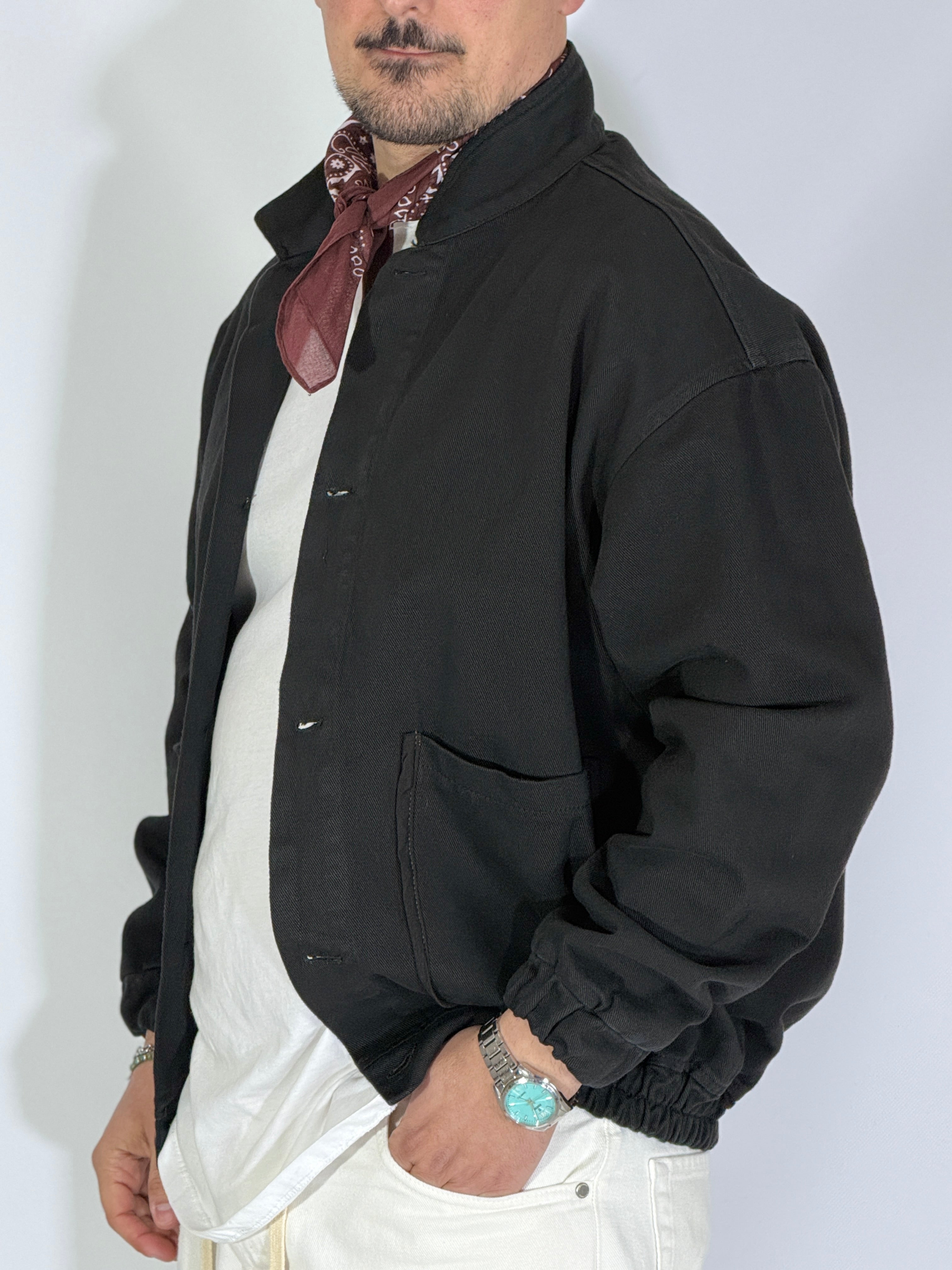 Giubbino con bandana cropped nero