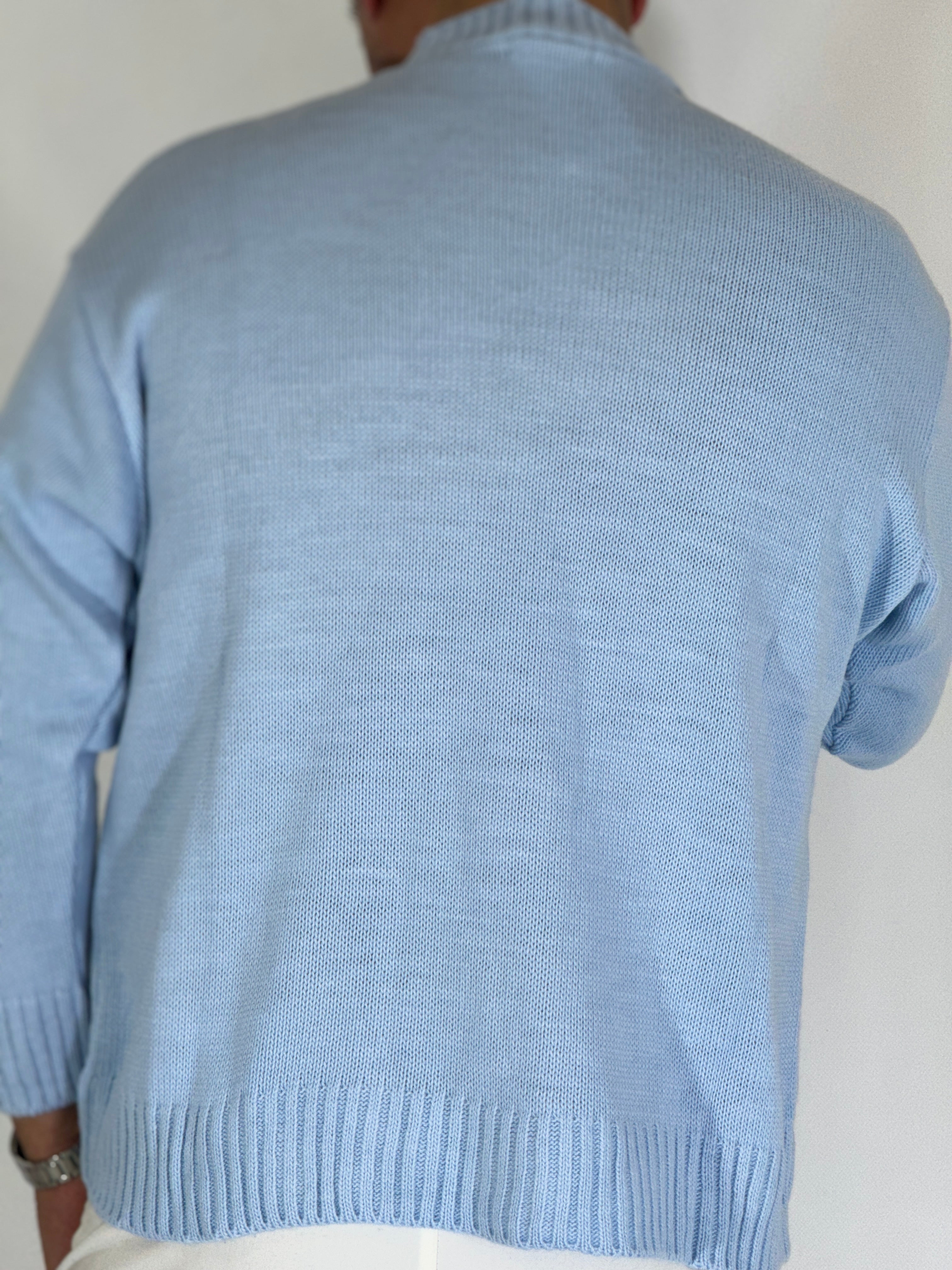 Maglione rasato blu chiaro AD1654