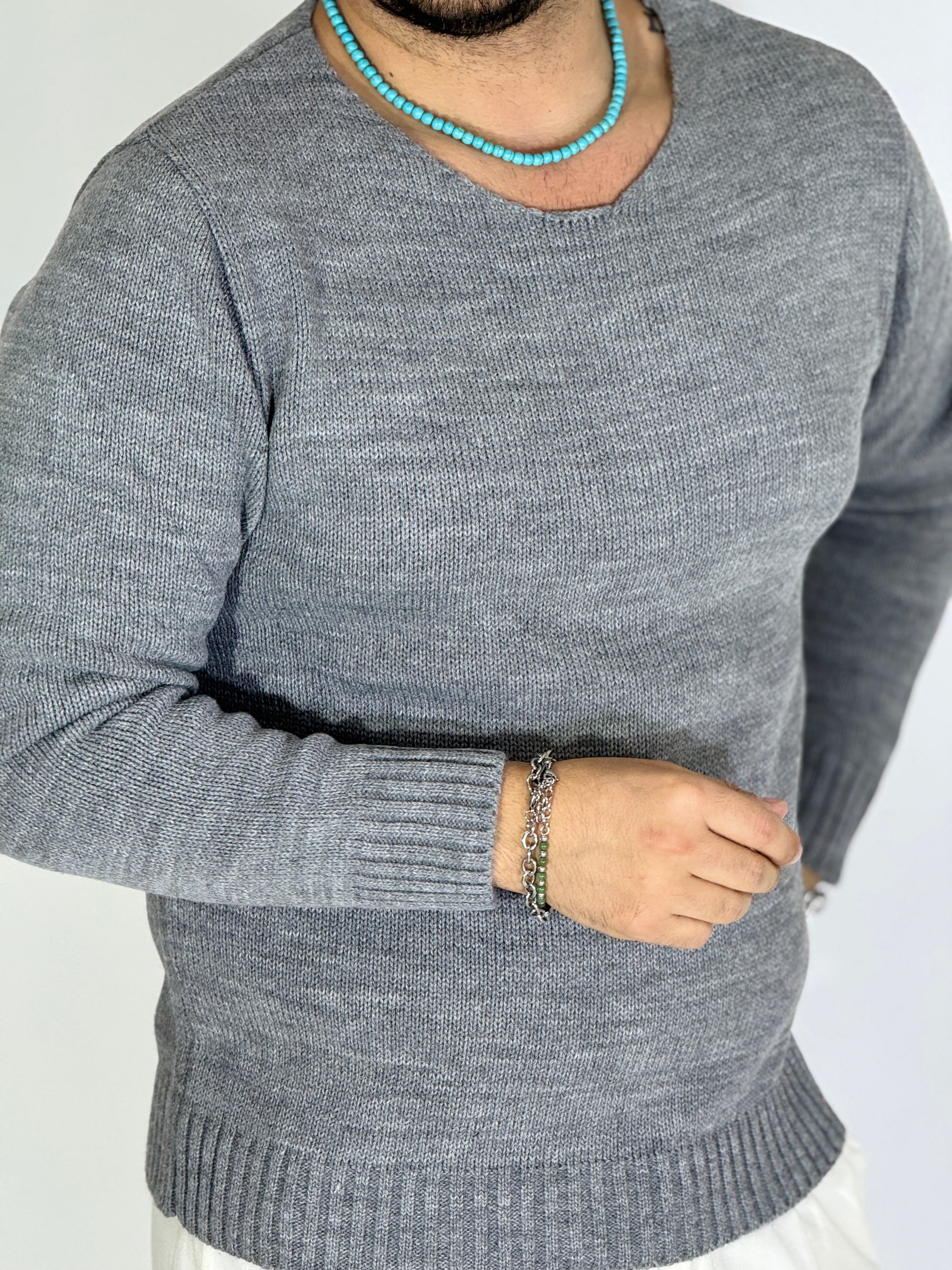 Maglia scollata grigio chiaro YOKOHAMA