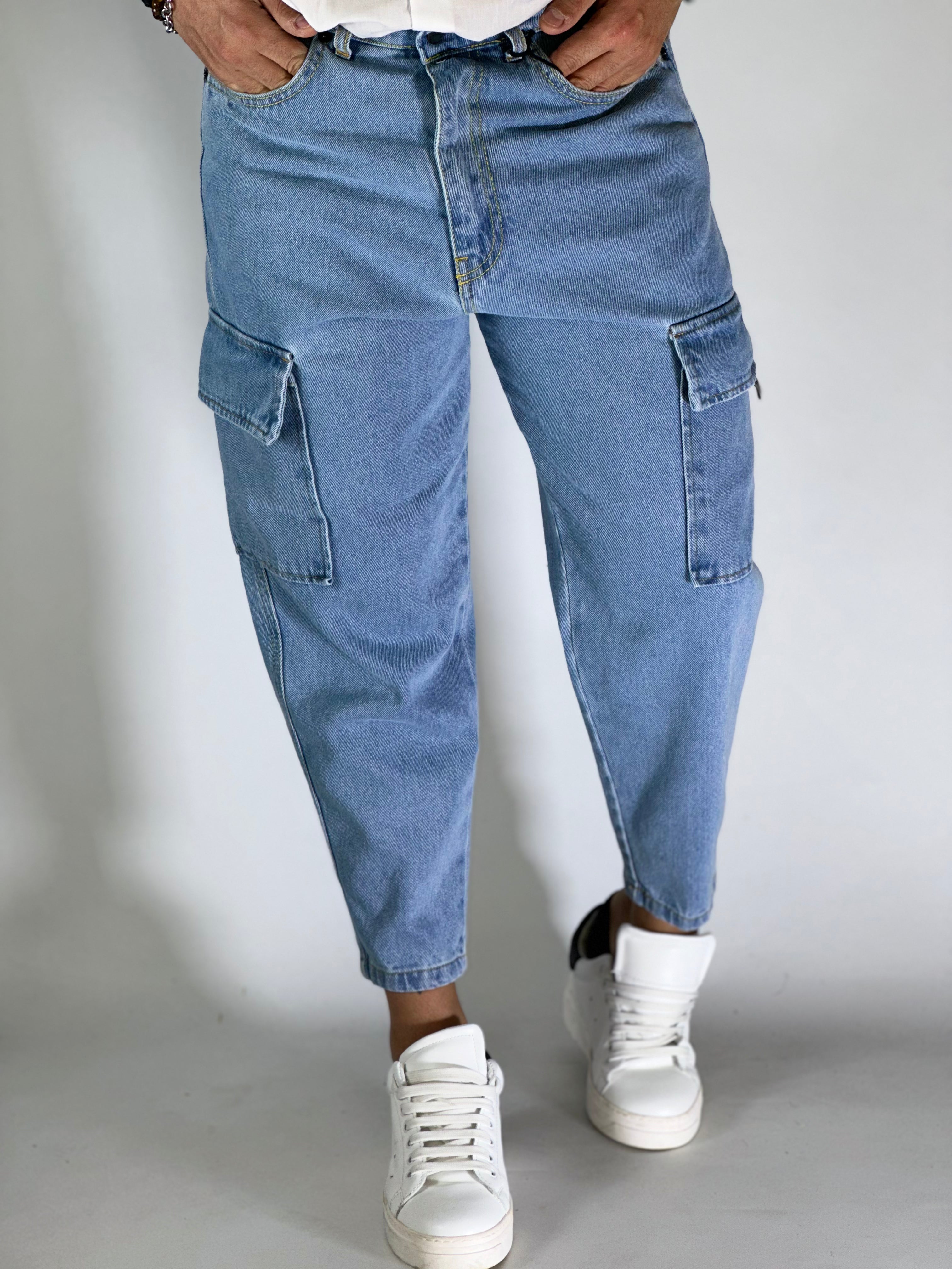 Jeans loose fit cargo intermedio TASCONI-GA0124