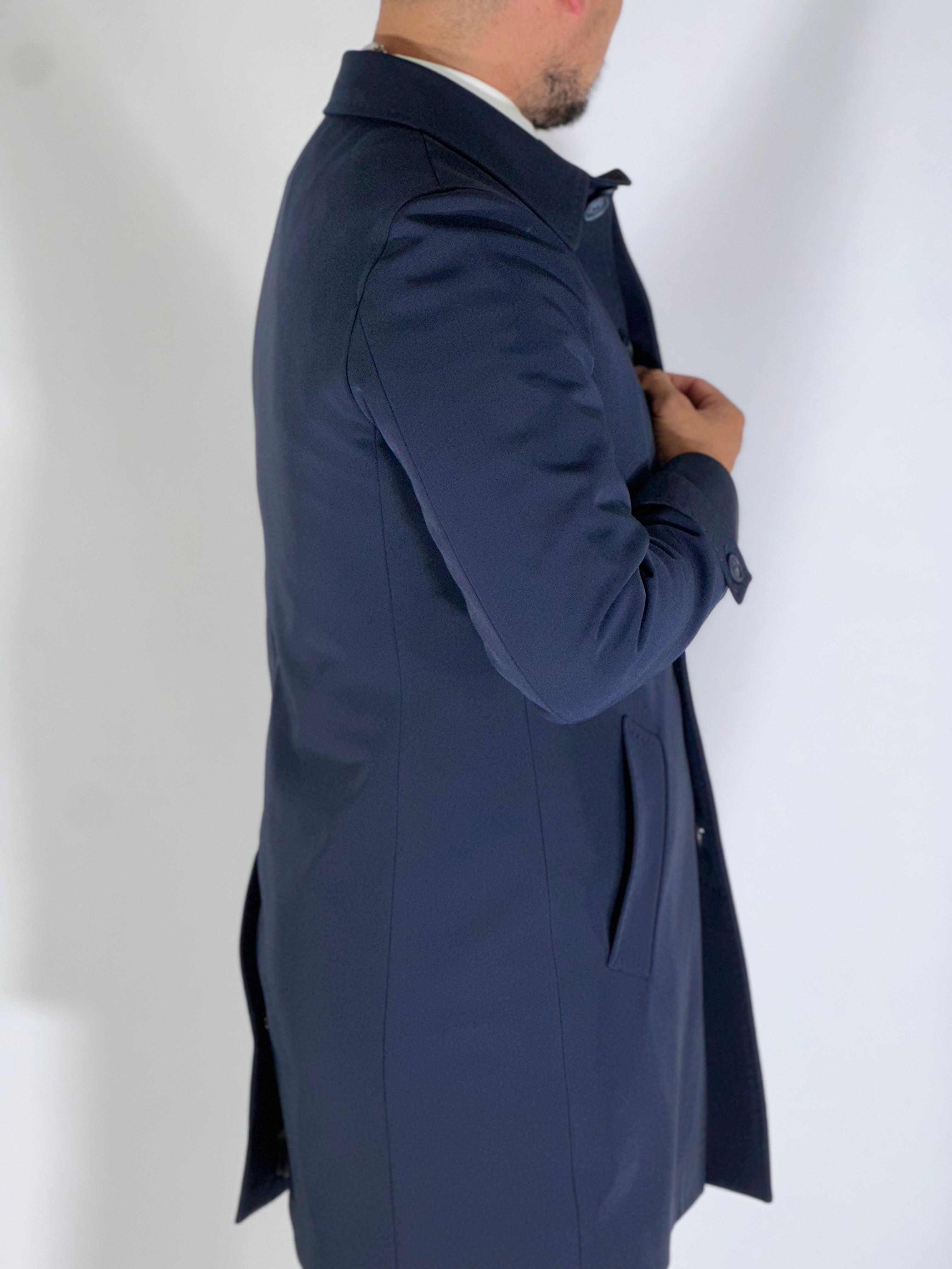 Trench spalmato imbottito blu BERLINO MARCO NILS