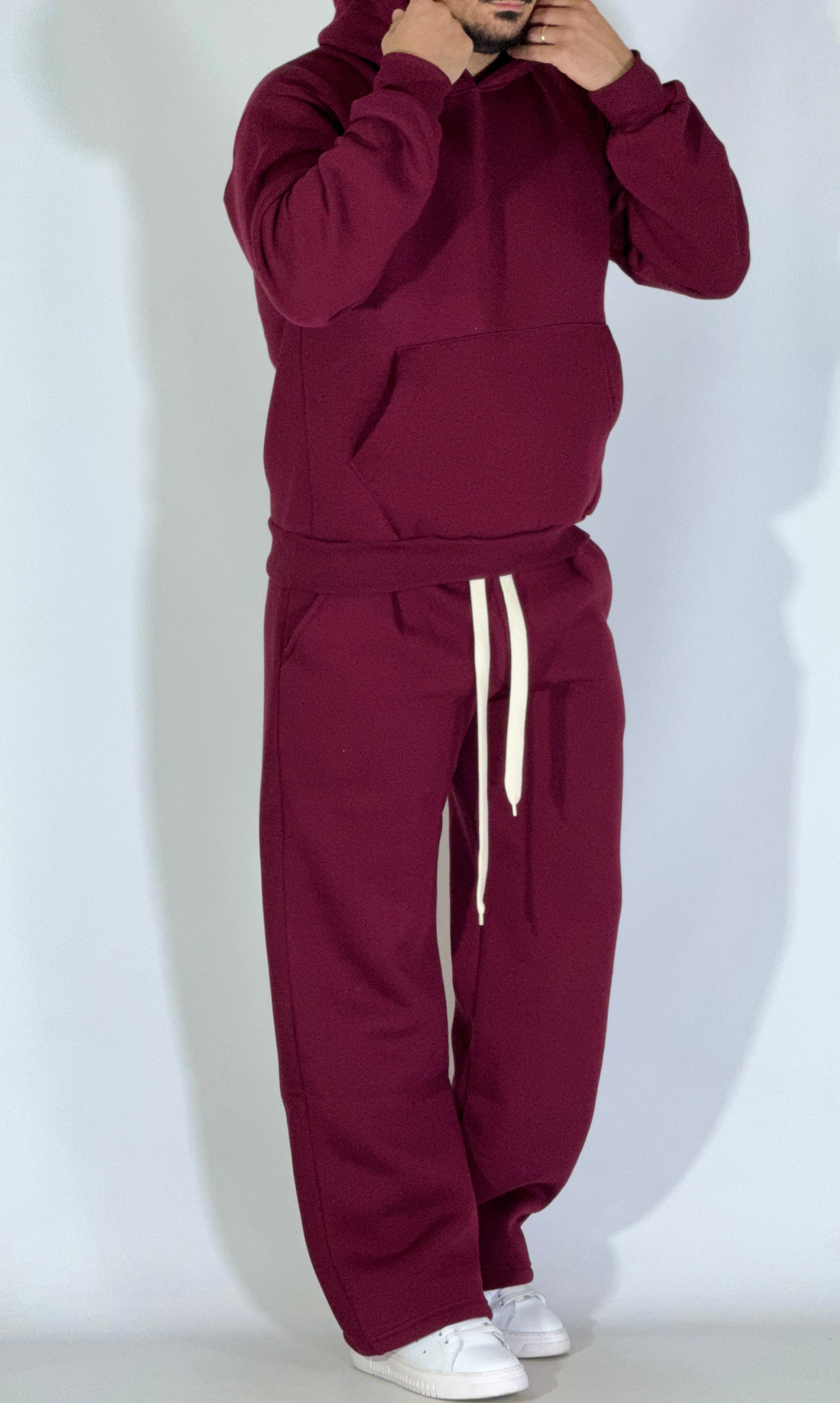 Completo tuta palazzo felpato bordeaux AD120