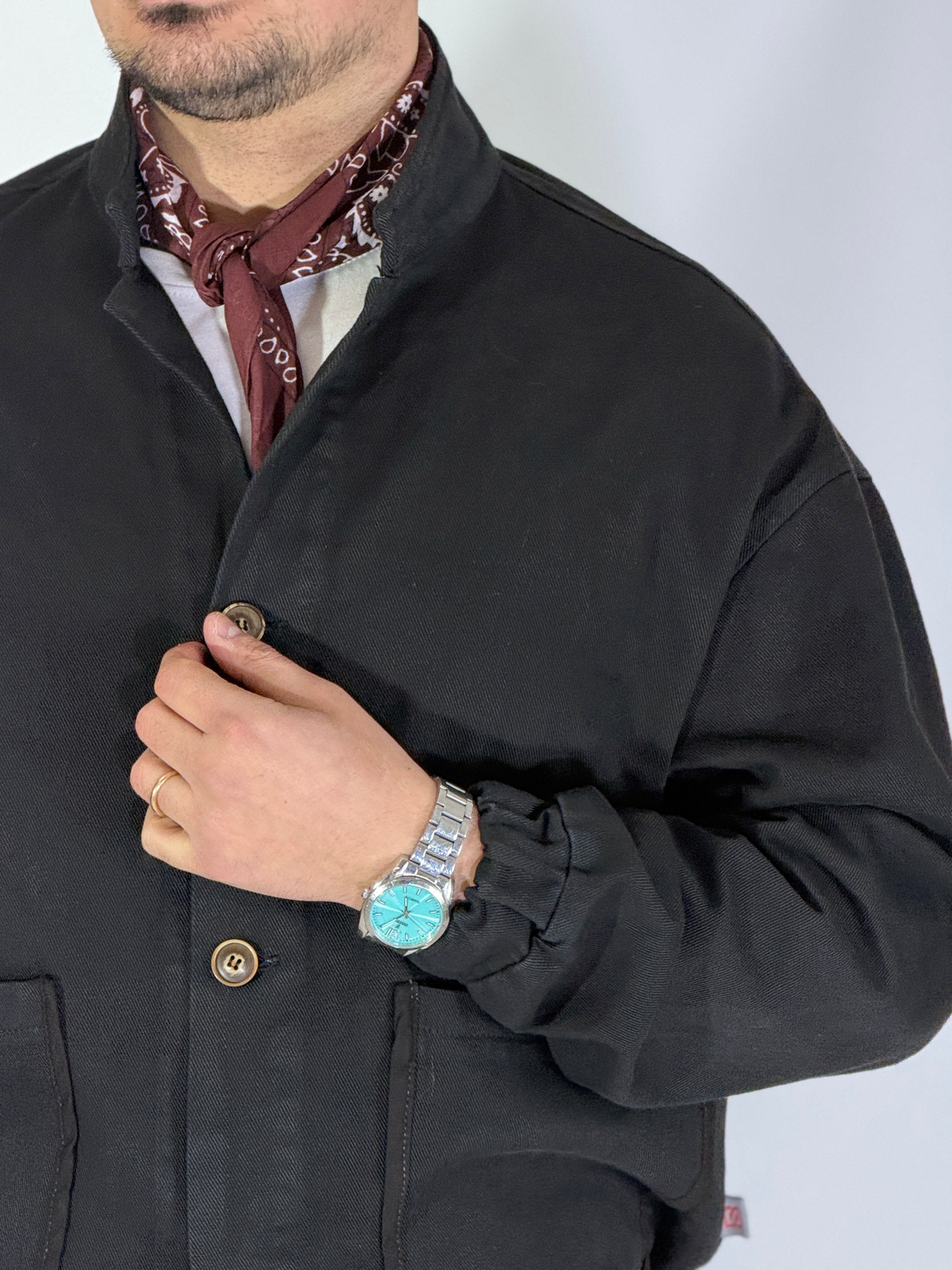 Giubbino con bandana cropped nero