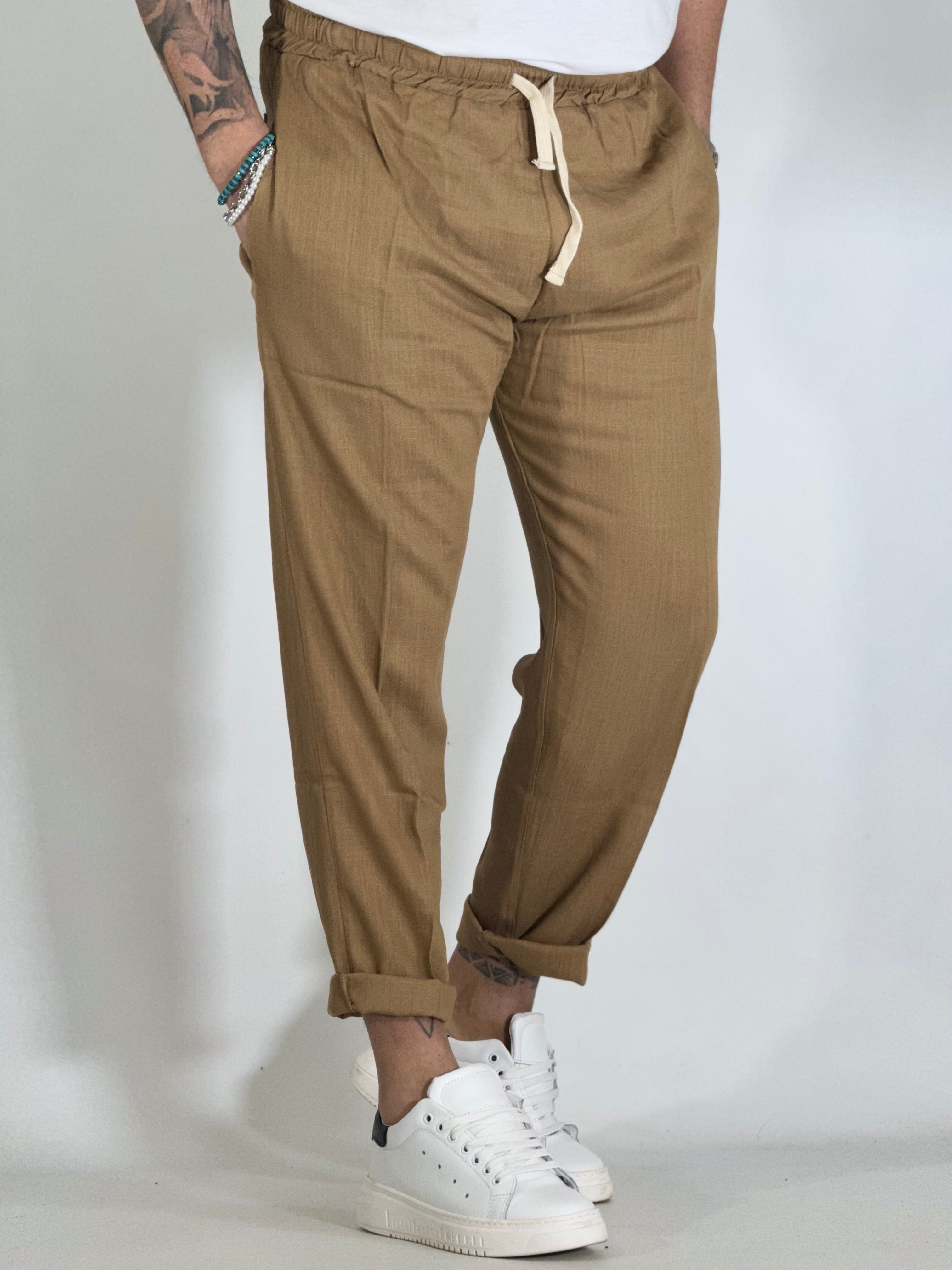 Pantalaccio lino fango CS0040
