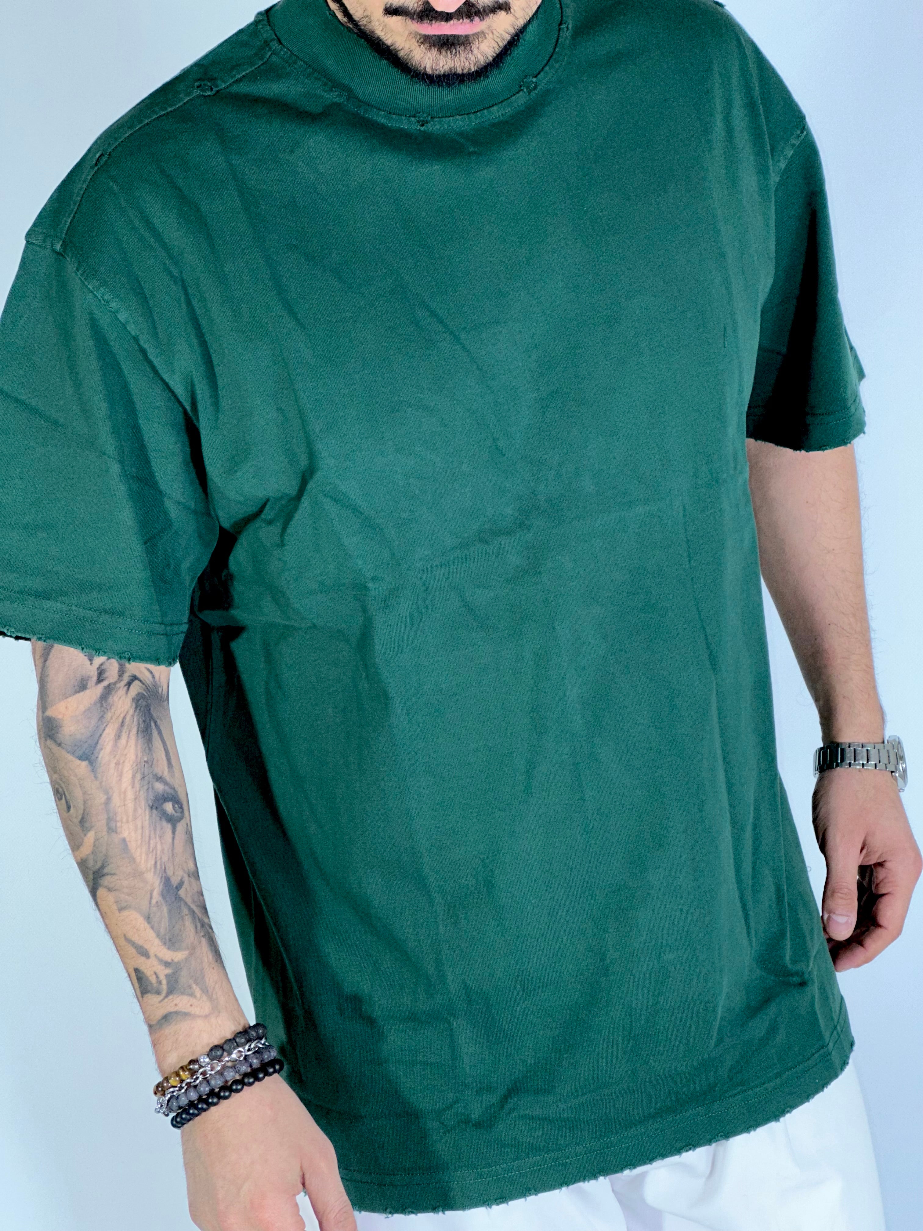 T-shirt over sfrangiata verde L815000