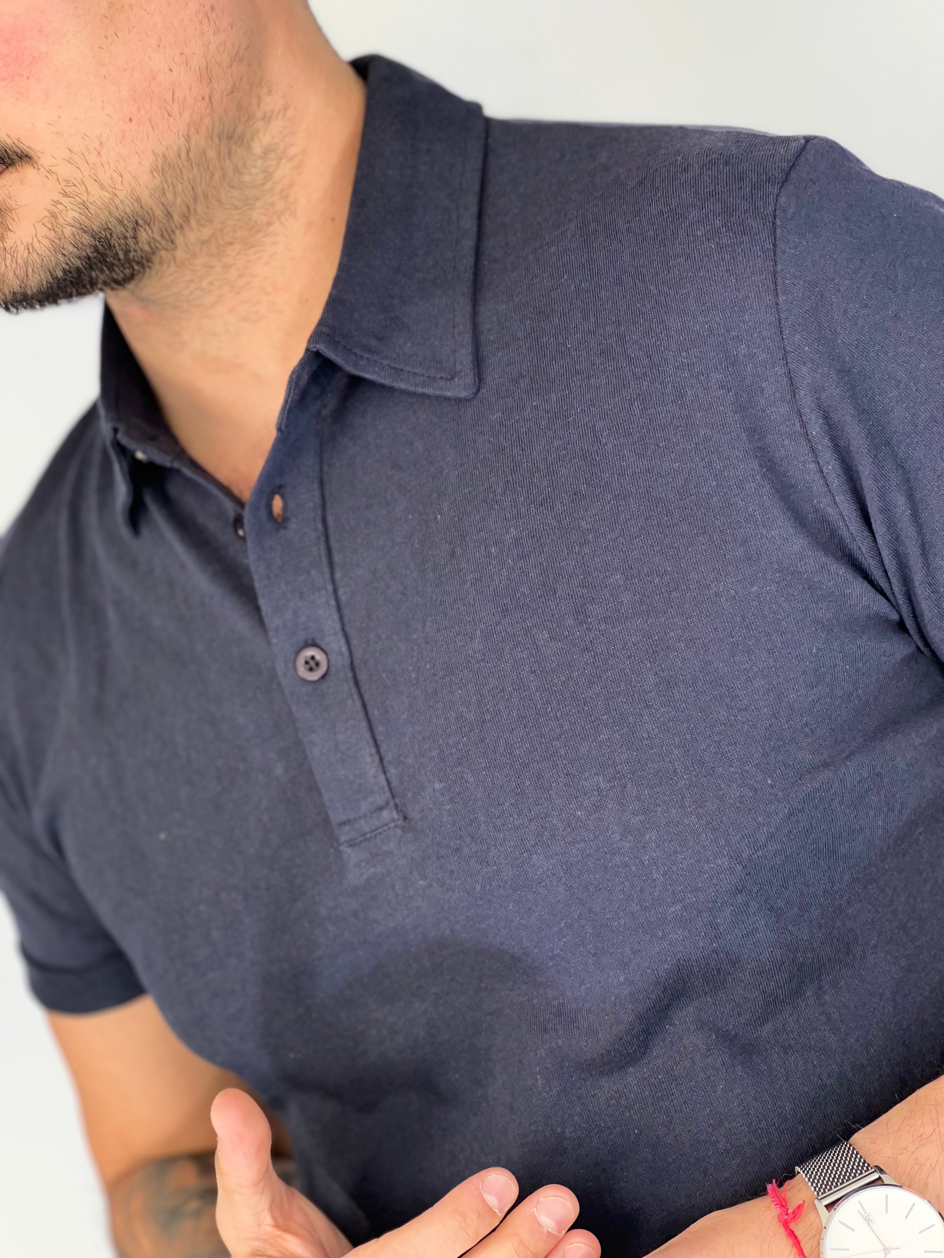 Polo mezza manica dark blu AD09001