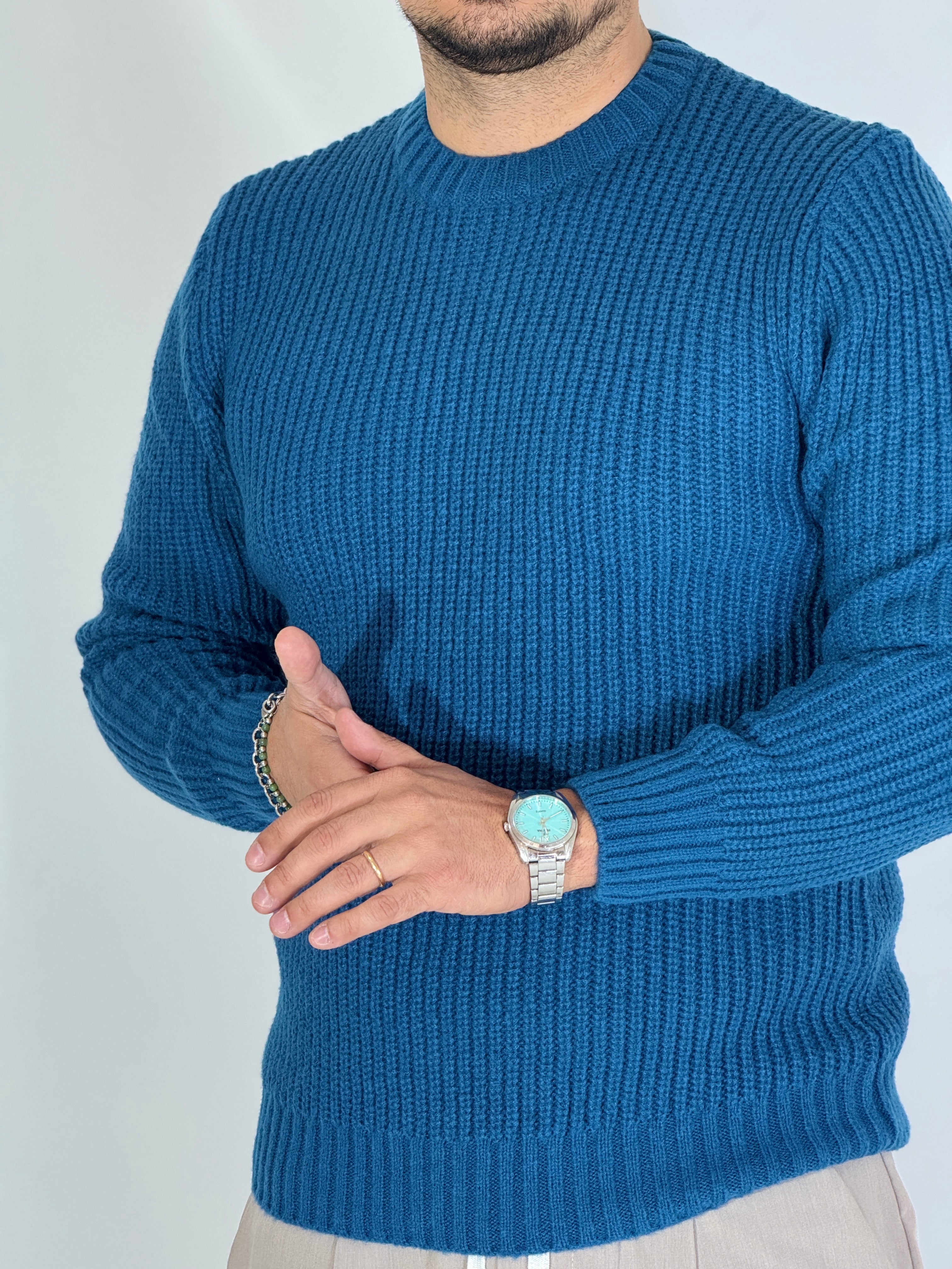 Maglione a costine acid blue NWS2206-9